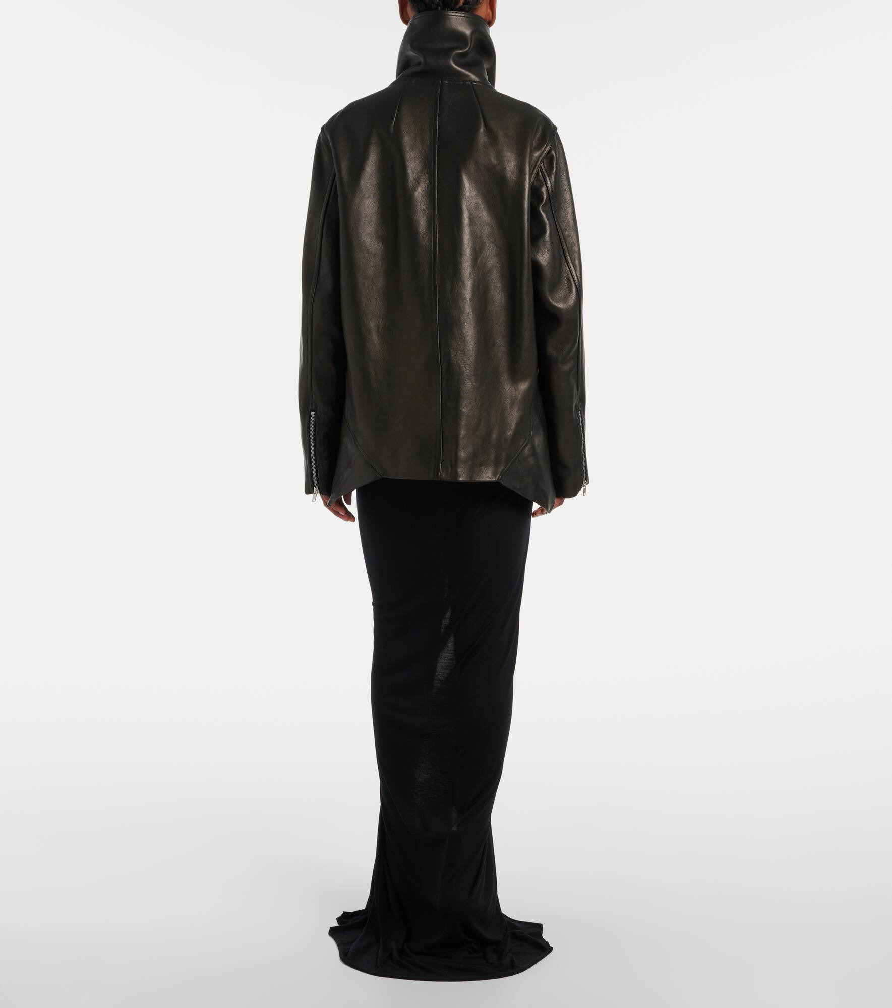 Asymmetric leather jacket - 3