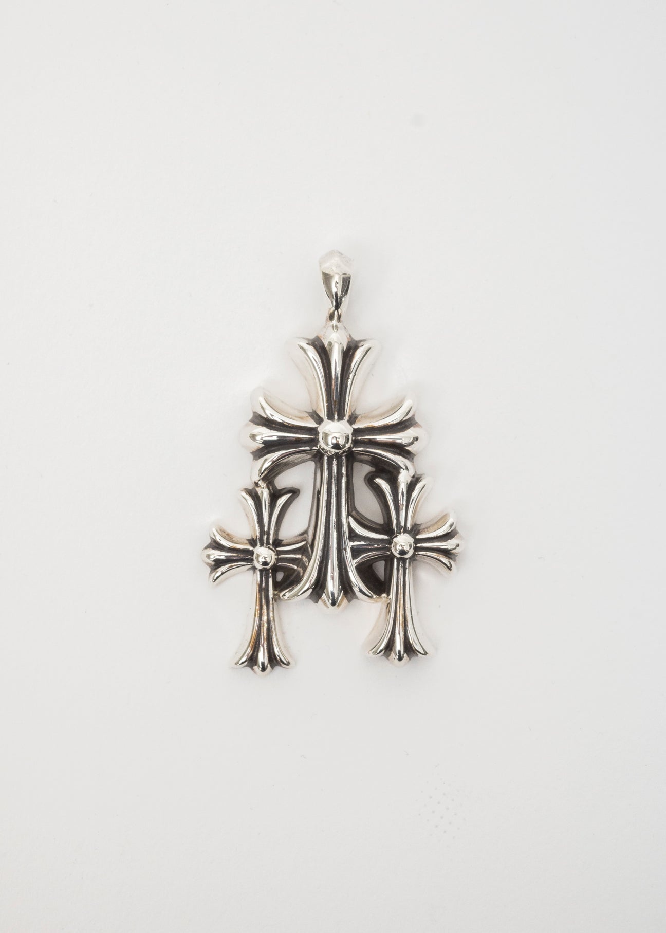 Silver CH Triple Baby Fat Cross Pendant - 1