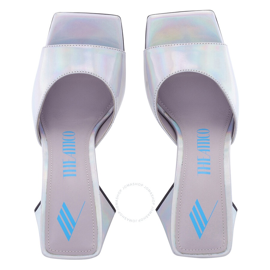 The Attico Ladies Holographic Silver Devon Mules - 3