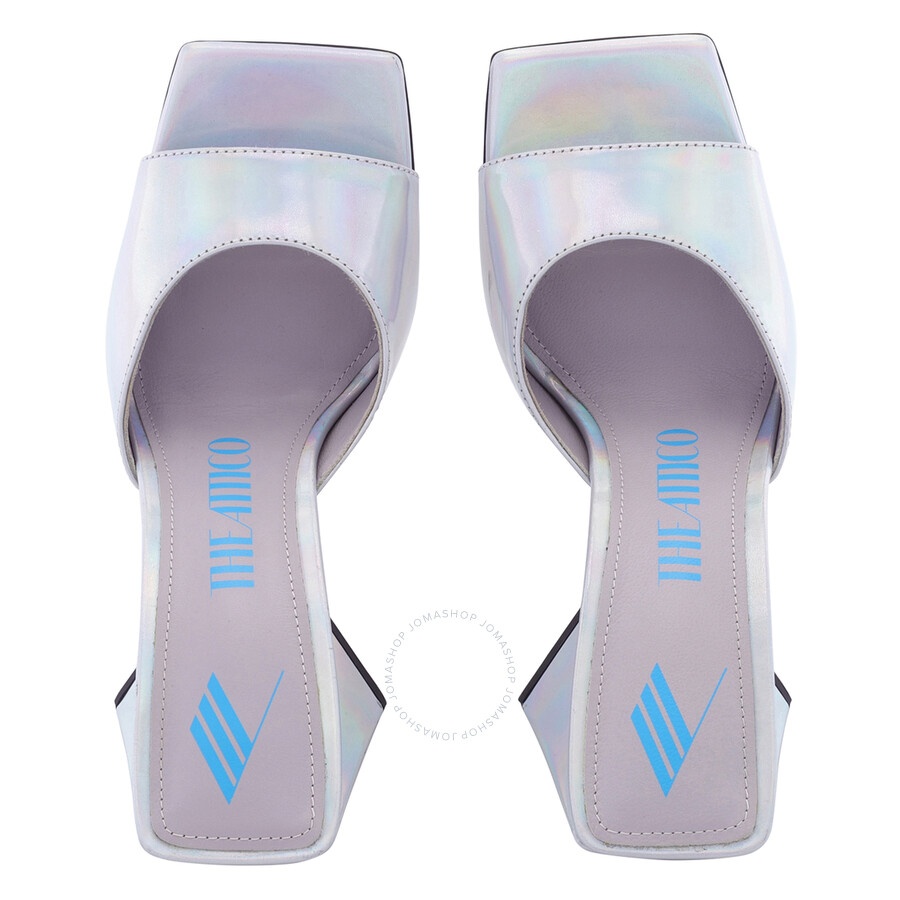 The Attico Ladies Holographic Silver Devon Mules - 3