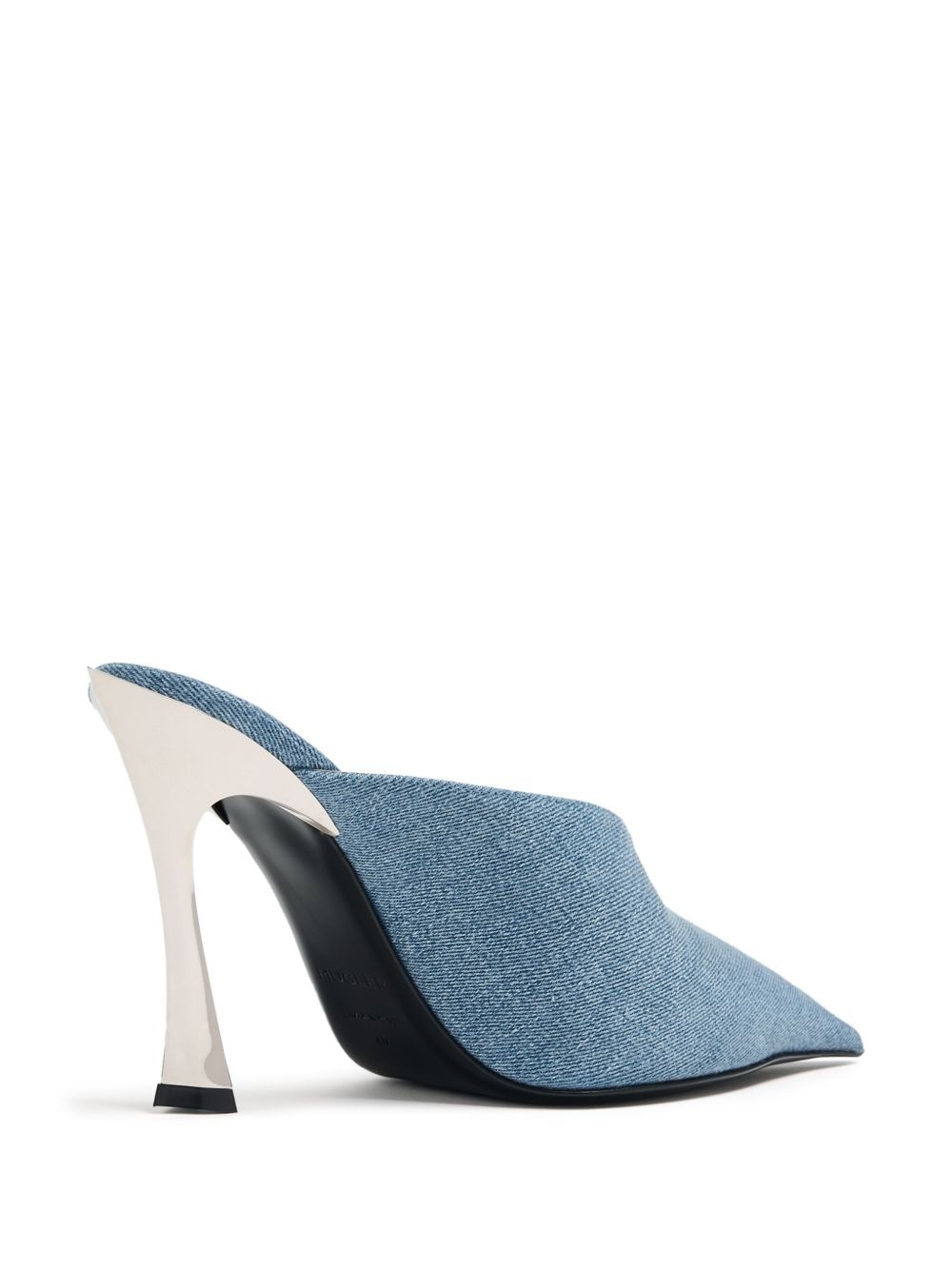 denim pointed toe mules - 3