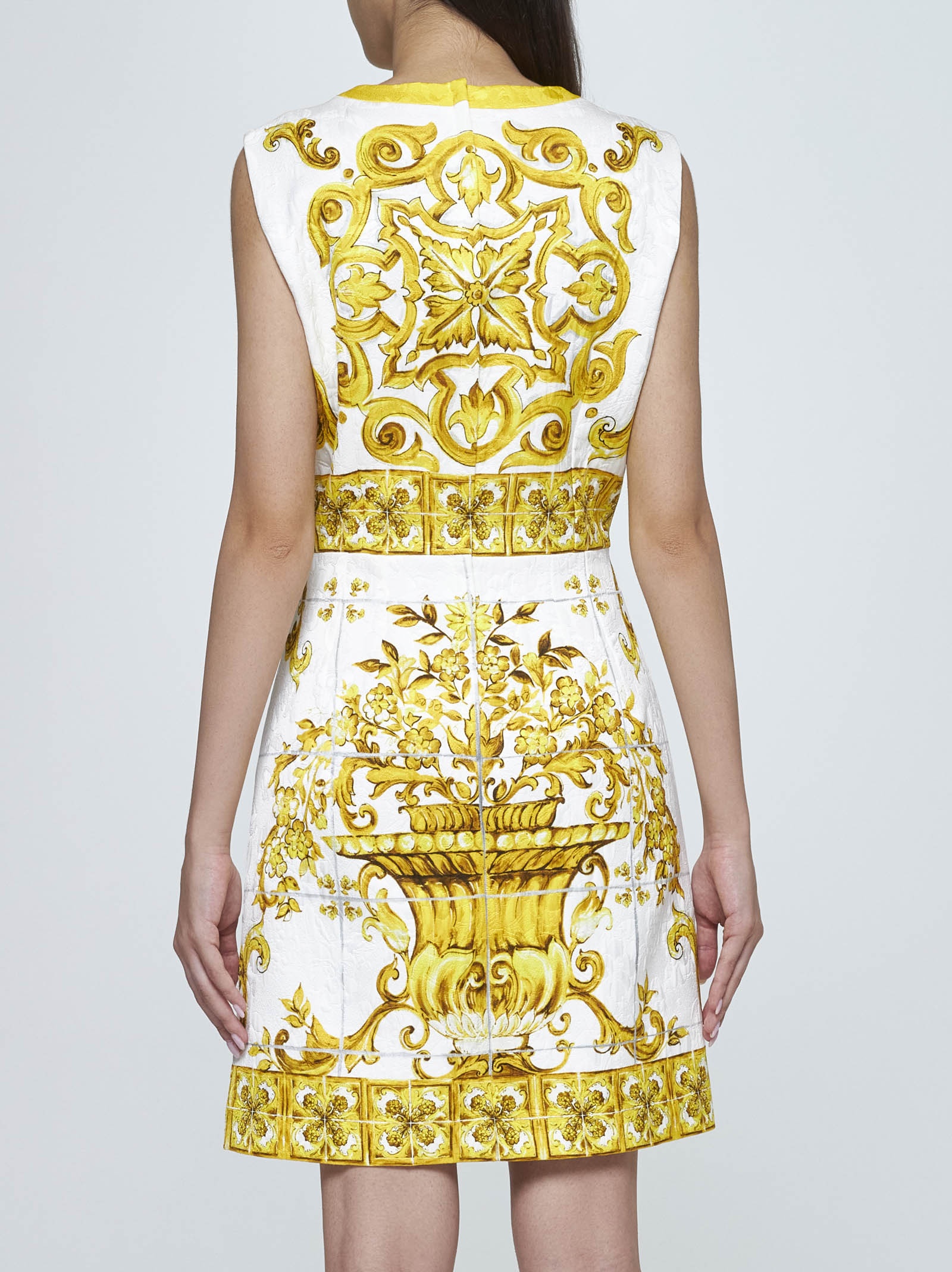 Majolica print brocade mini dress - 4