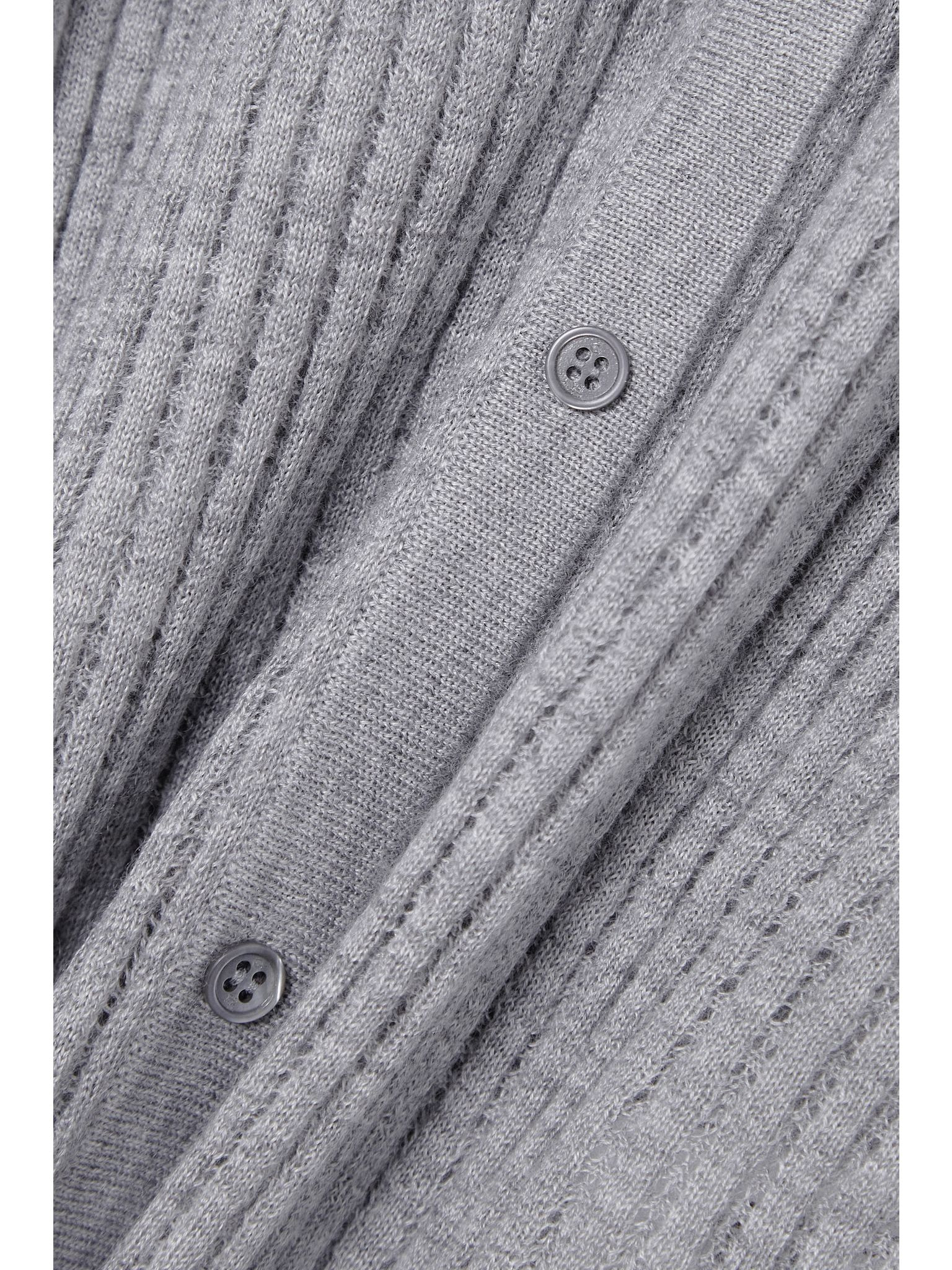 Emma pointelle-knit cashmere and silk-blend cardigan Gray - 5