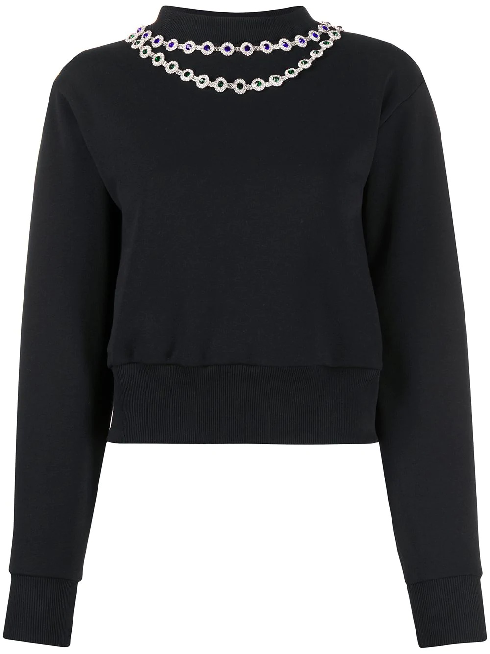 crystal embellished crew neck sweatshirt - 1