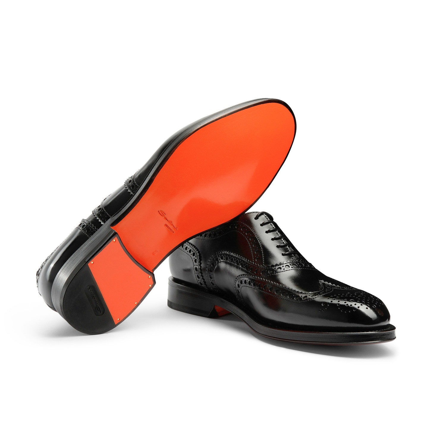 Men's polished black leather Oxford brogue - 4
