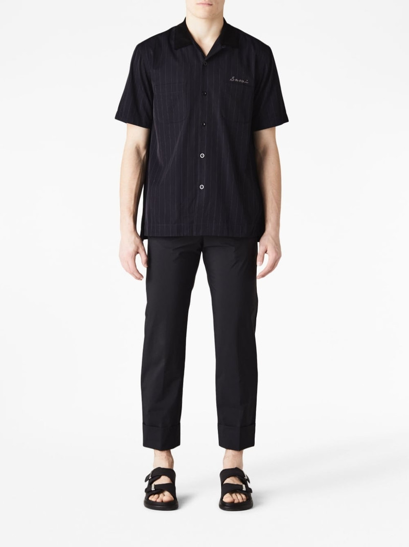 sacai embroidered-logo striped shirt outlook