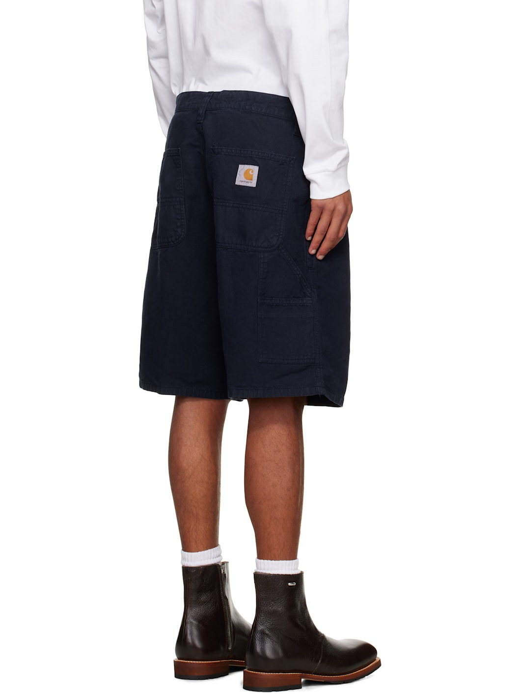 Navy Walter Single Knee Shorts - 3