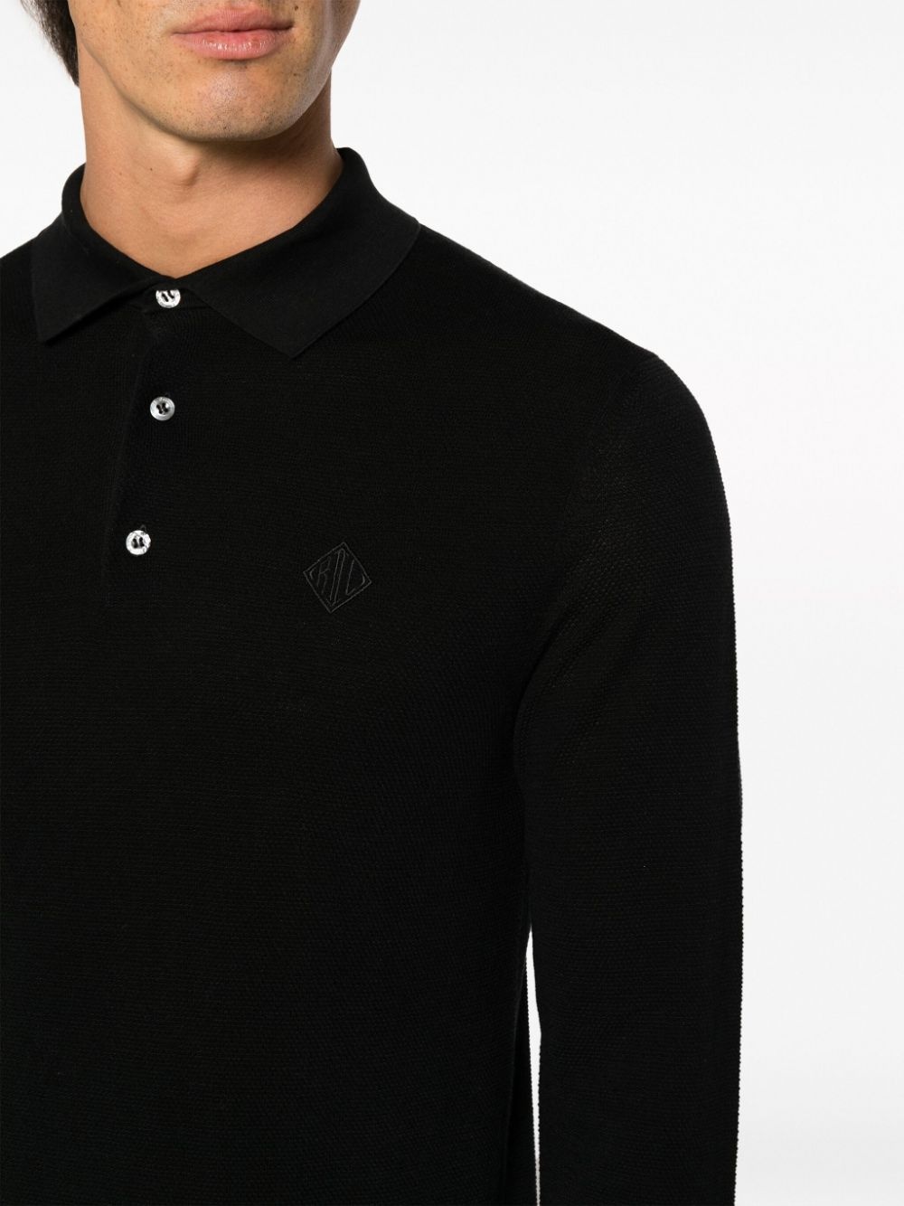 logo-embroidered polo jumper - 5