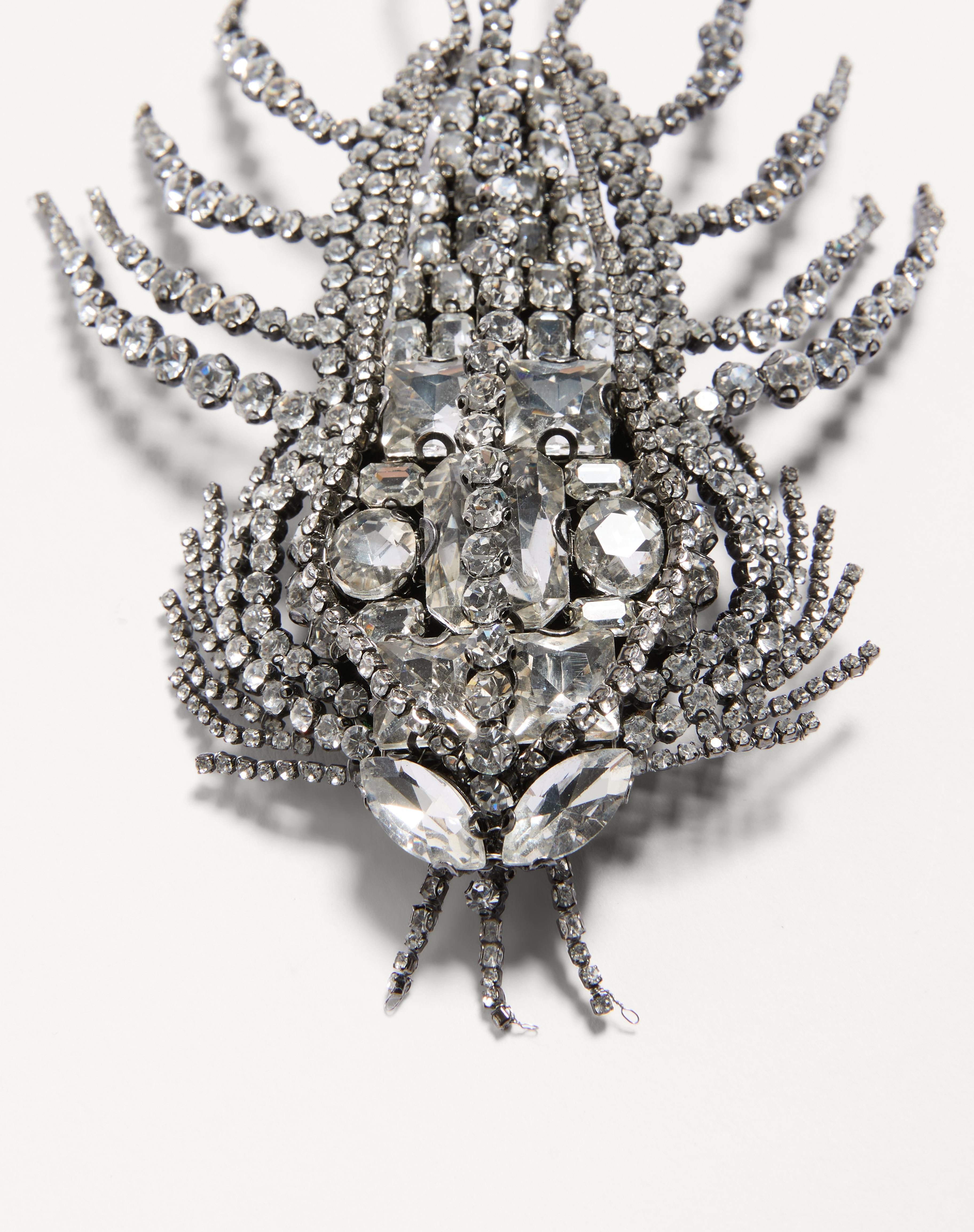 VALENTINO GARAVANI LES GLACES BROOCH IN METAL, FABRIC AND CRYSTALS - 2