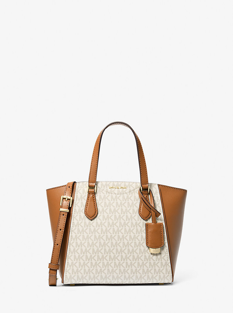 Taryn Small Signature Logo and Leather Convertible Crossbody Bag 1