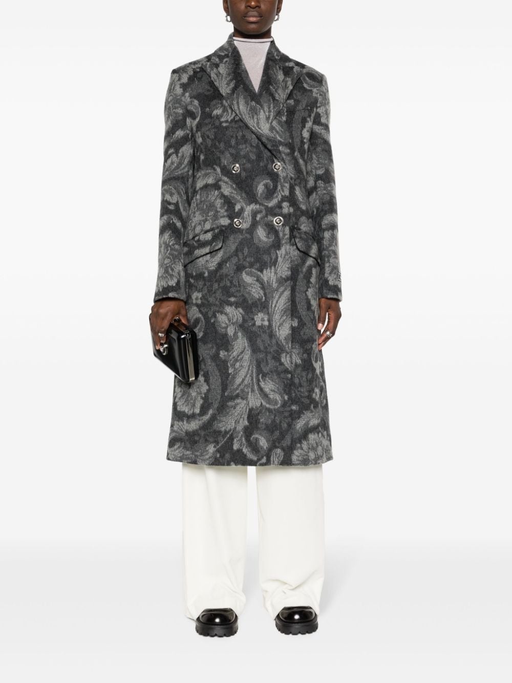 Barocco Stencil double-breasted coat - 2