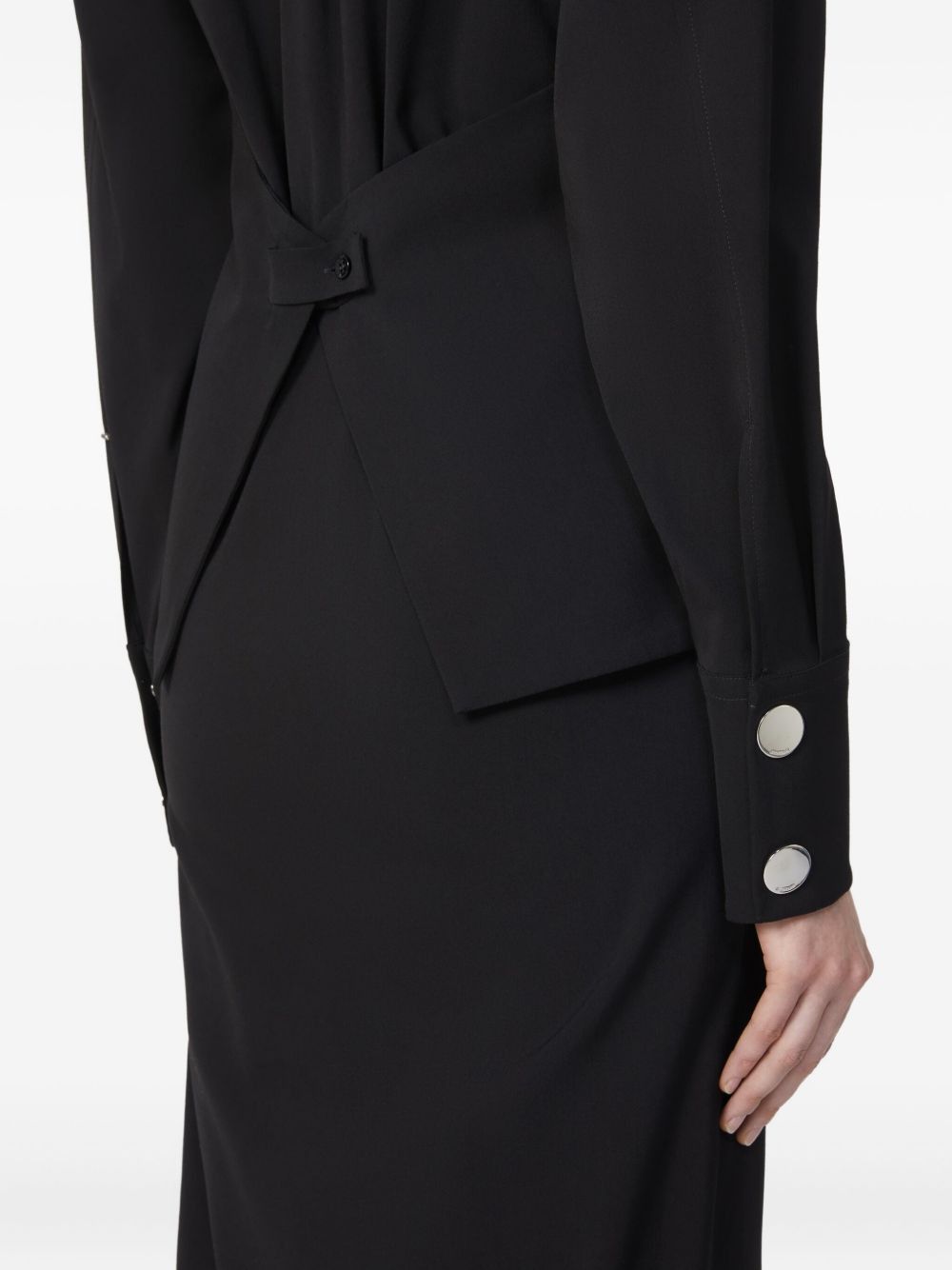 button-cuff shirred dress - 4