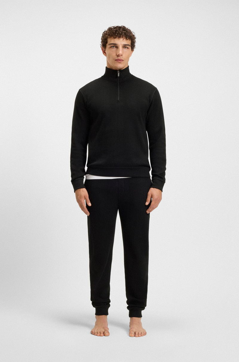 BOSS WAFFLE-STRUCTURE TRACKSUIT BOTTOMS IN A COTTON BLEND outlook