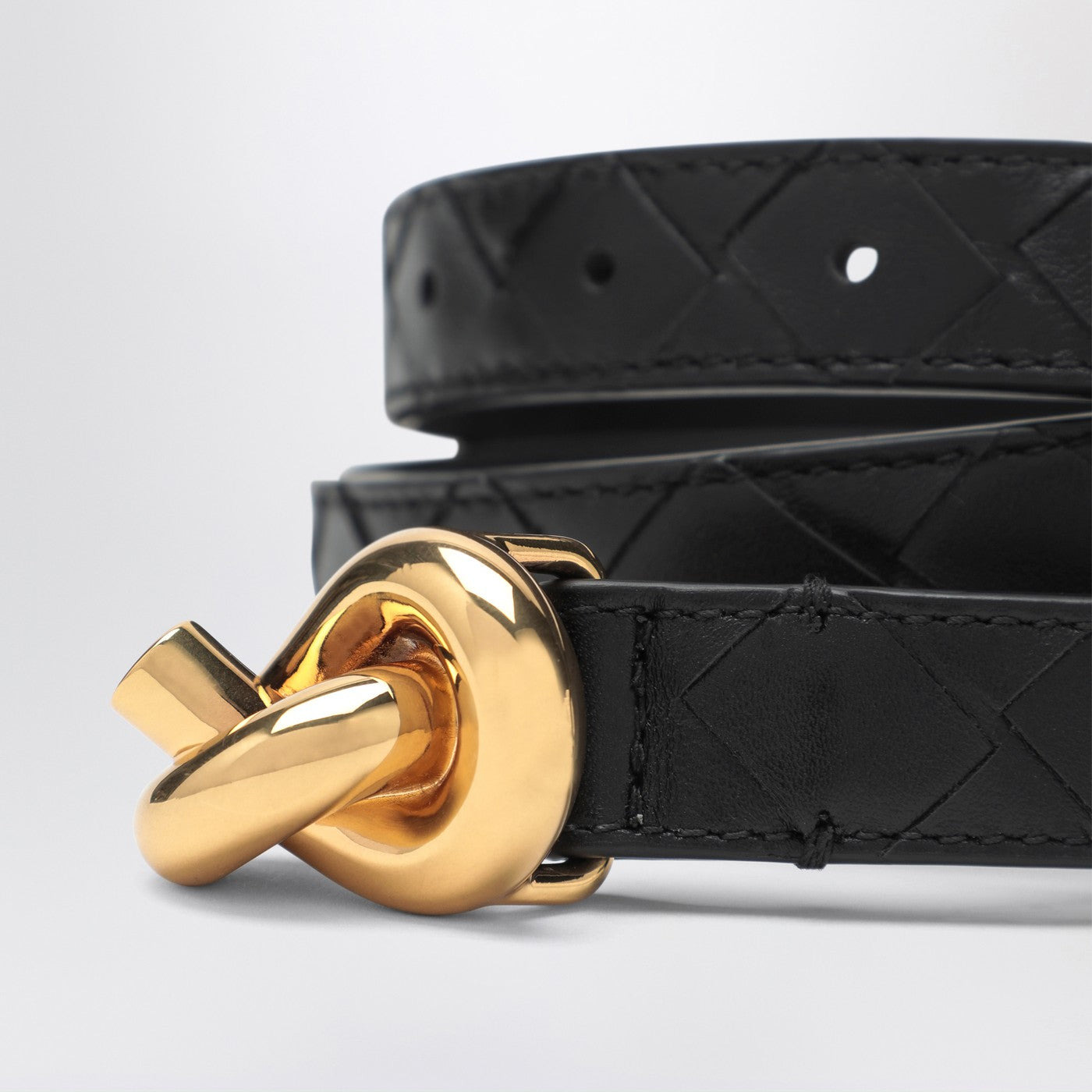 Bottega Veneta Women Black Knot Belt In Intrecciato - 3