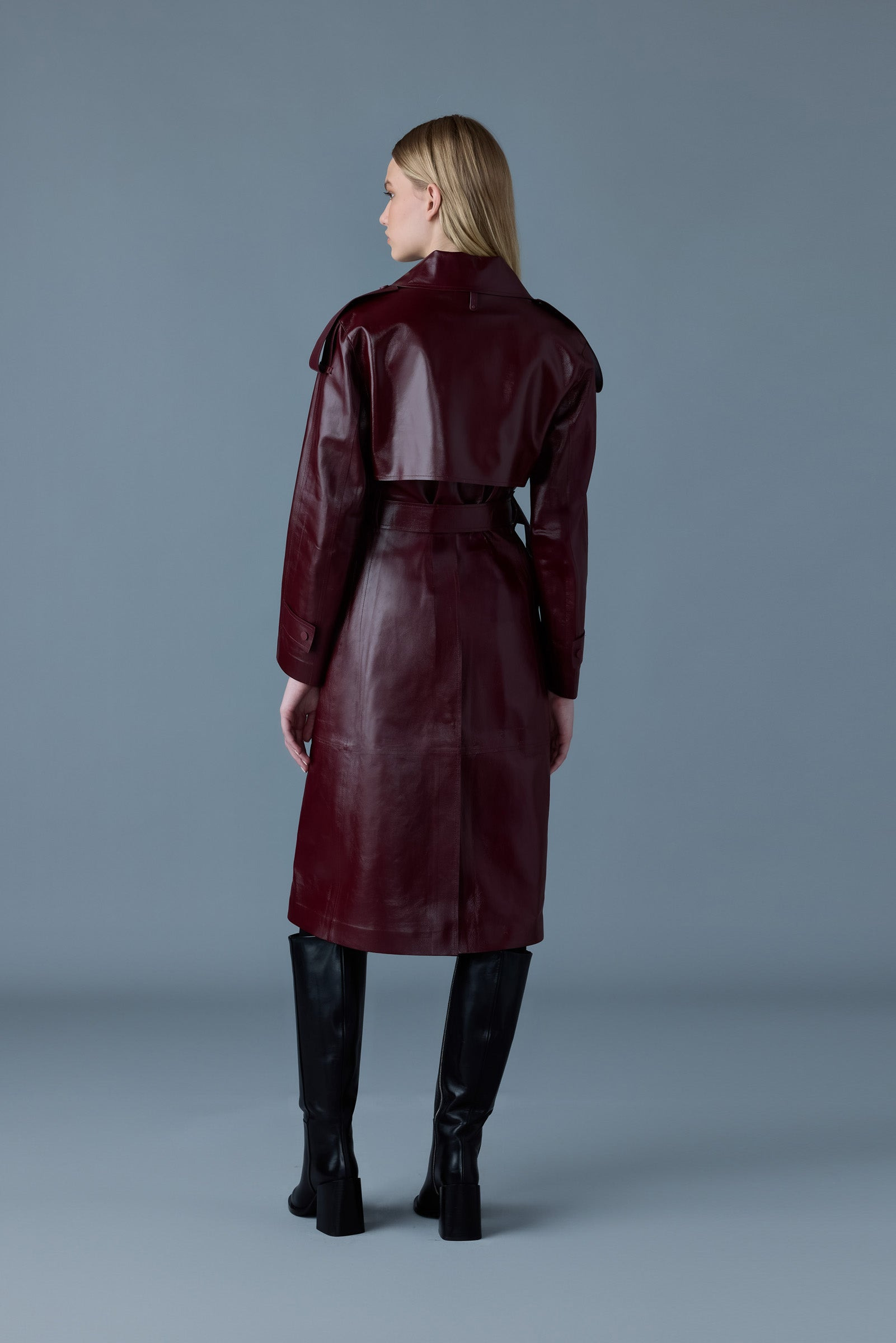 CARMELA Leather Trench with Belt - 4
