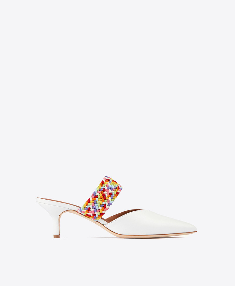Maisie 45 - White Leather Kitten Heel 1