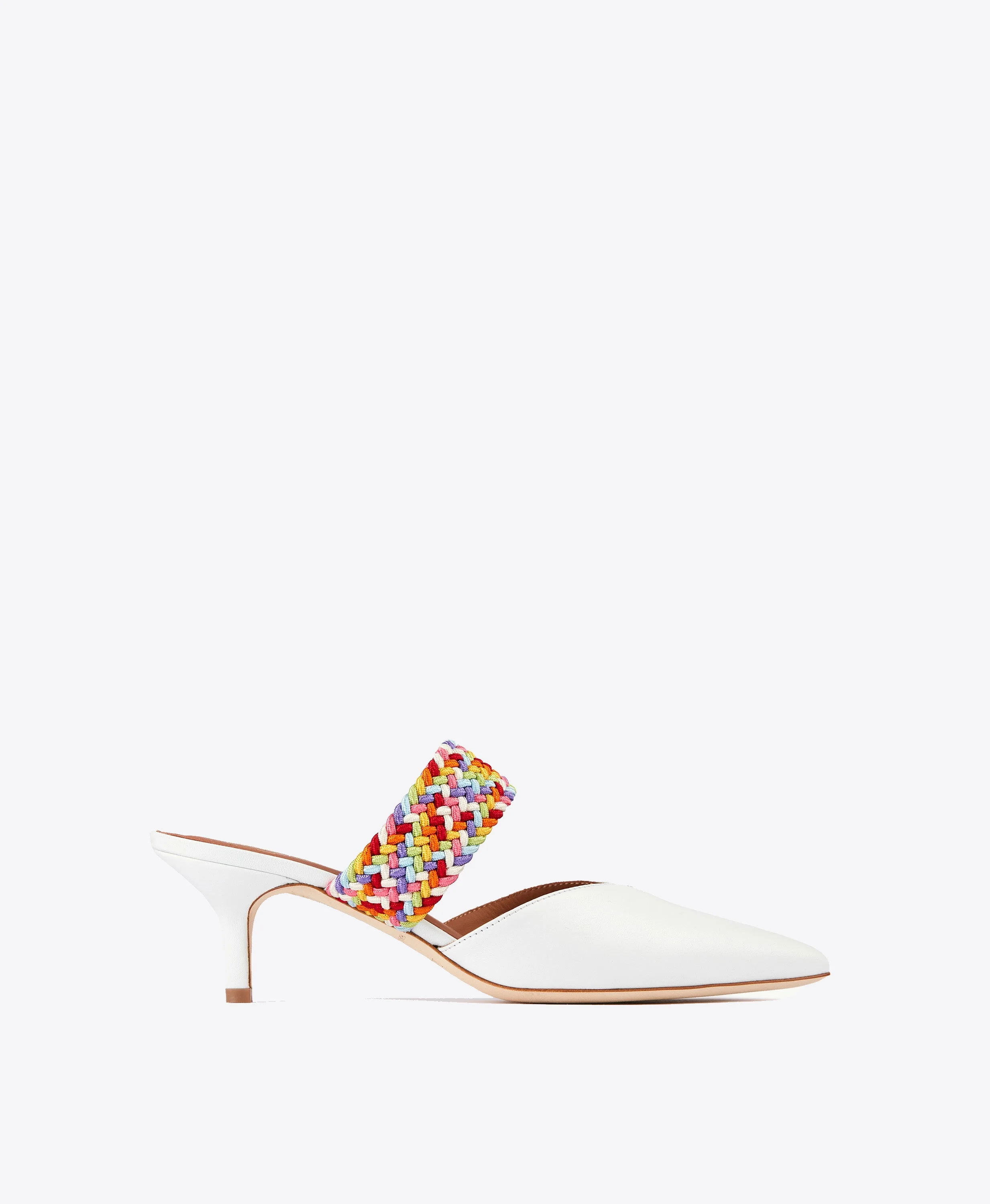 Maisie 45 - White Leather Kitten Heel - 1