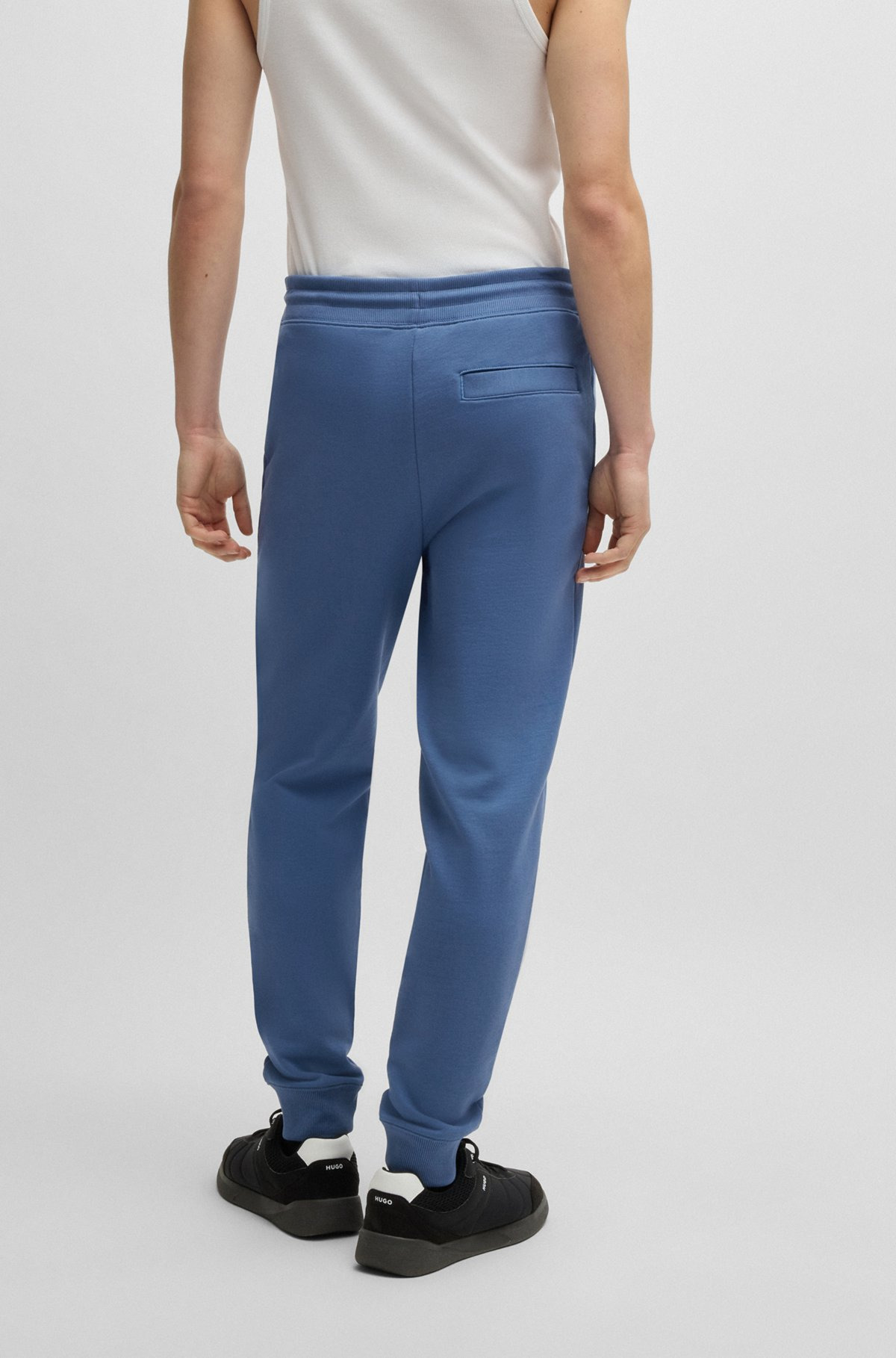 COTTON-TERRY TRACKSUIT BOTTOMS WITH RED LOGO LABEL - 5