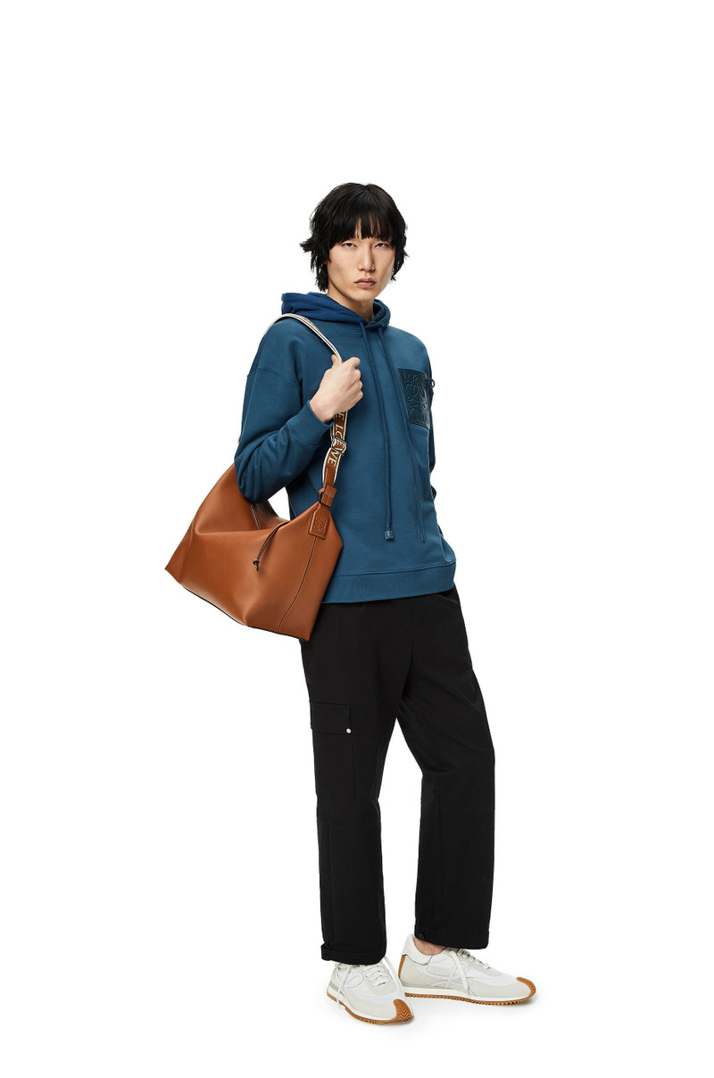 Loewe Anagram leather patch hoodie in cotton outlook