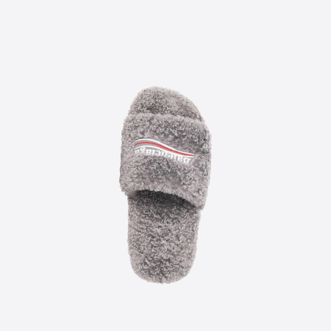 Women's Furry Slide Sandal in Grey - 5