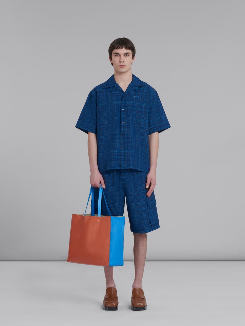 MUSEO SOFT BAG IN BROWN AND BLUE LEATHER - 2