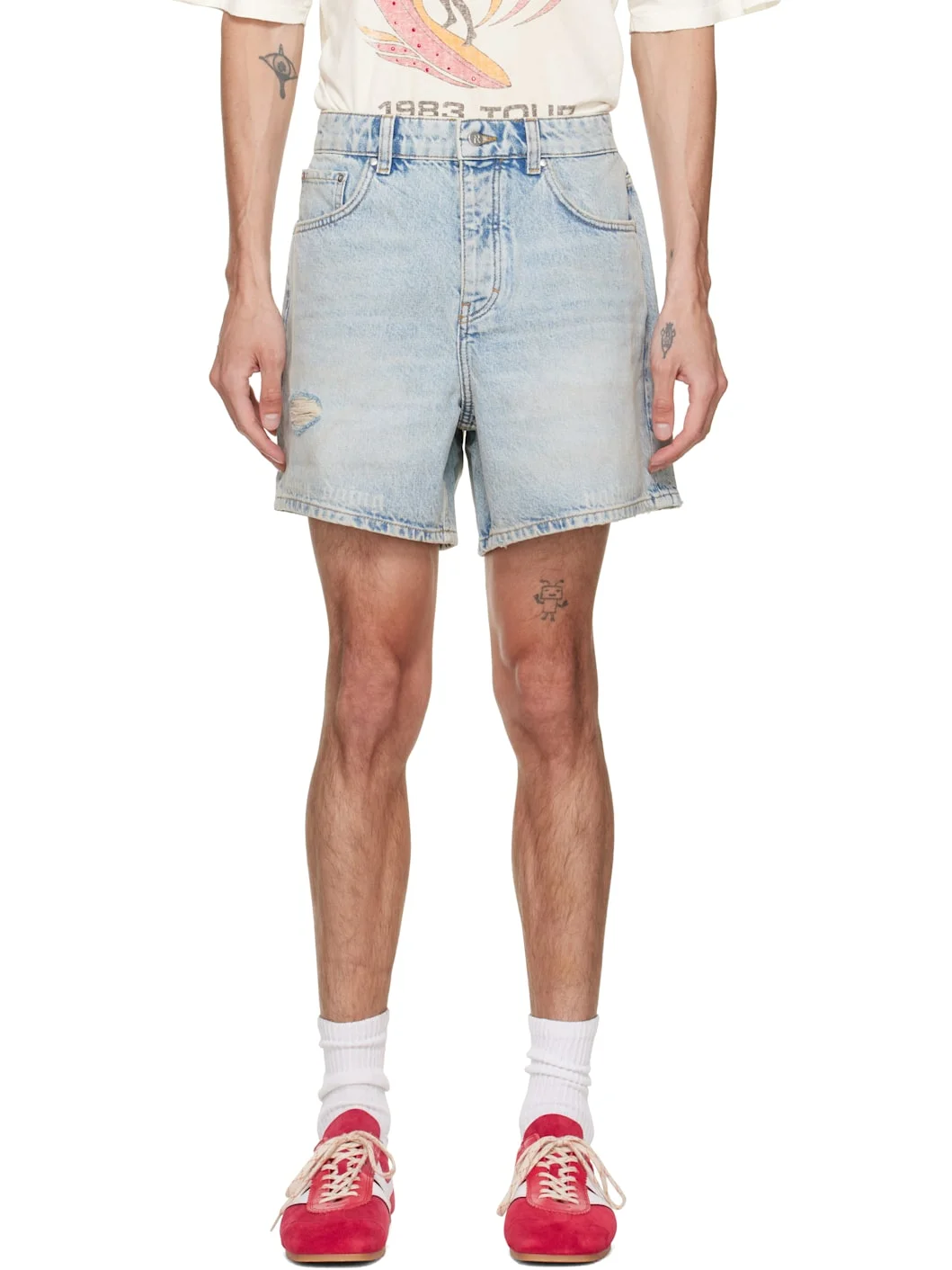 Blue 'Busy Doing Nothing' Denim Shorts - 1