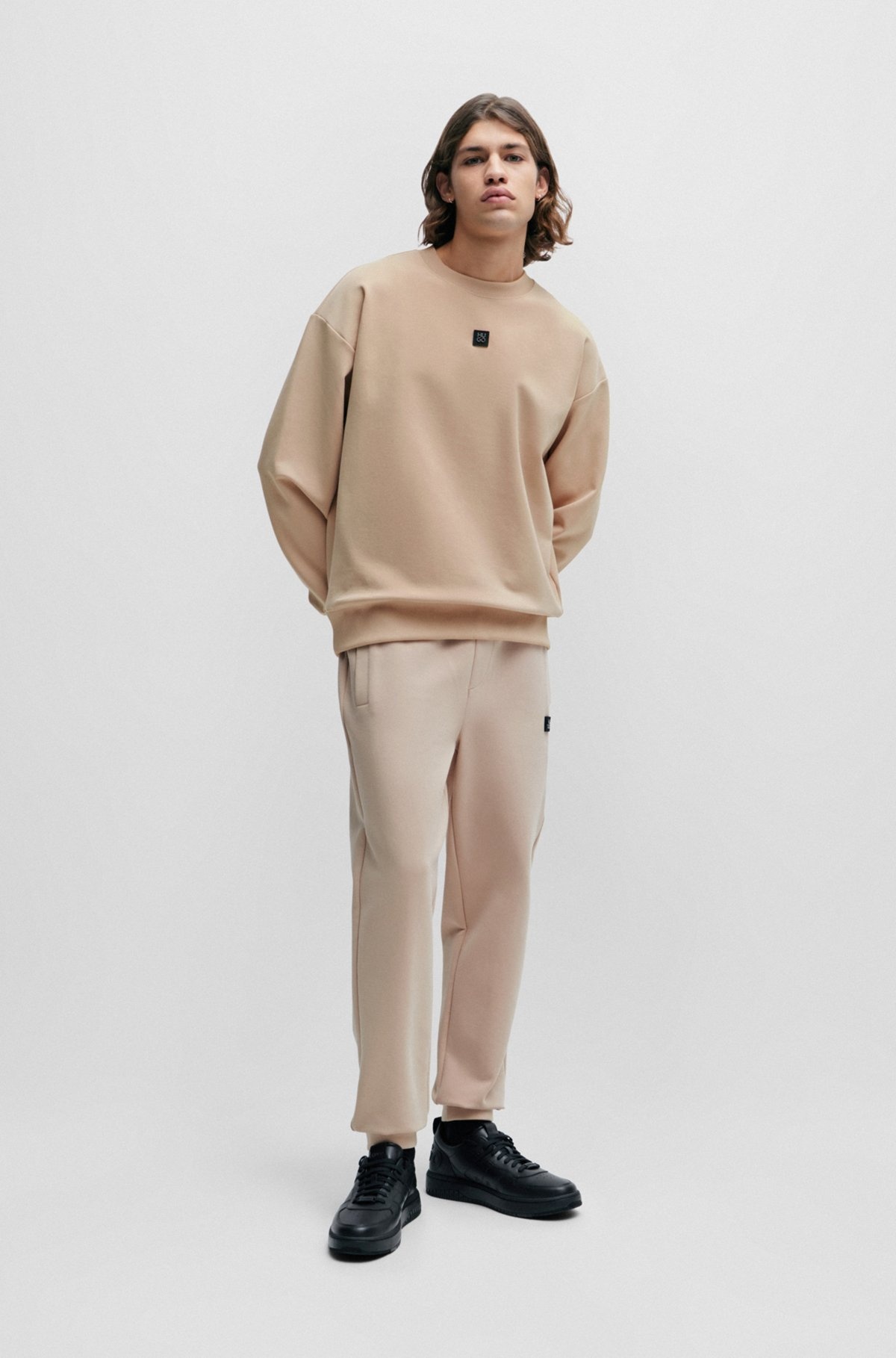 STRETCH-COTTON REGULAR-FIT SWEATSHIRT WITH STACKED LOGO - 4