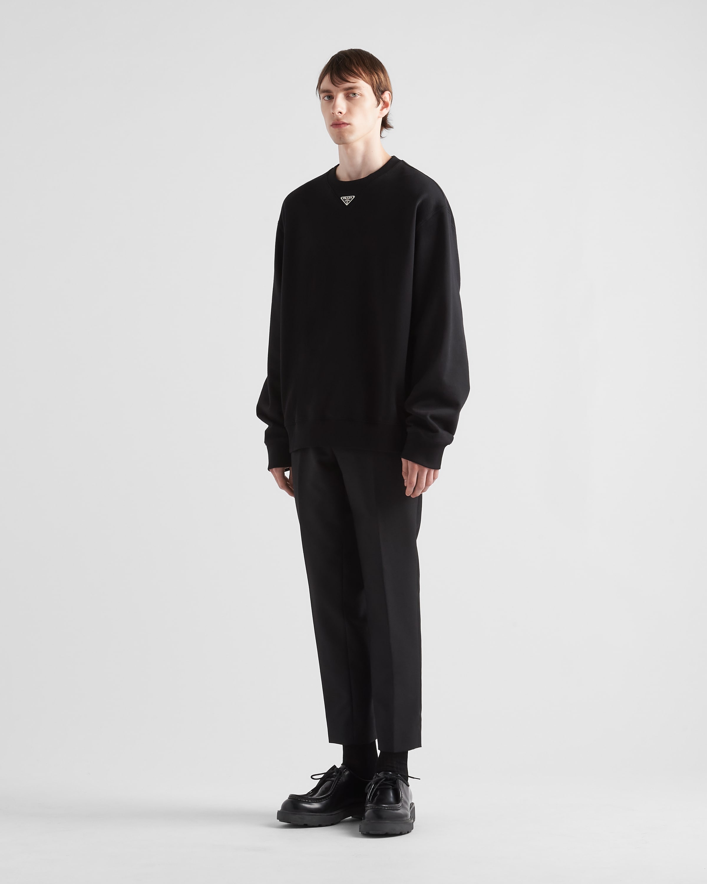 Prada Oversized cotton sweatshirt with triangle logo