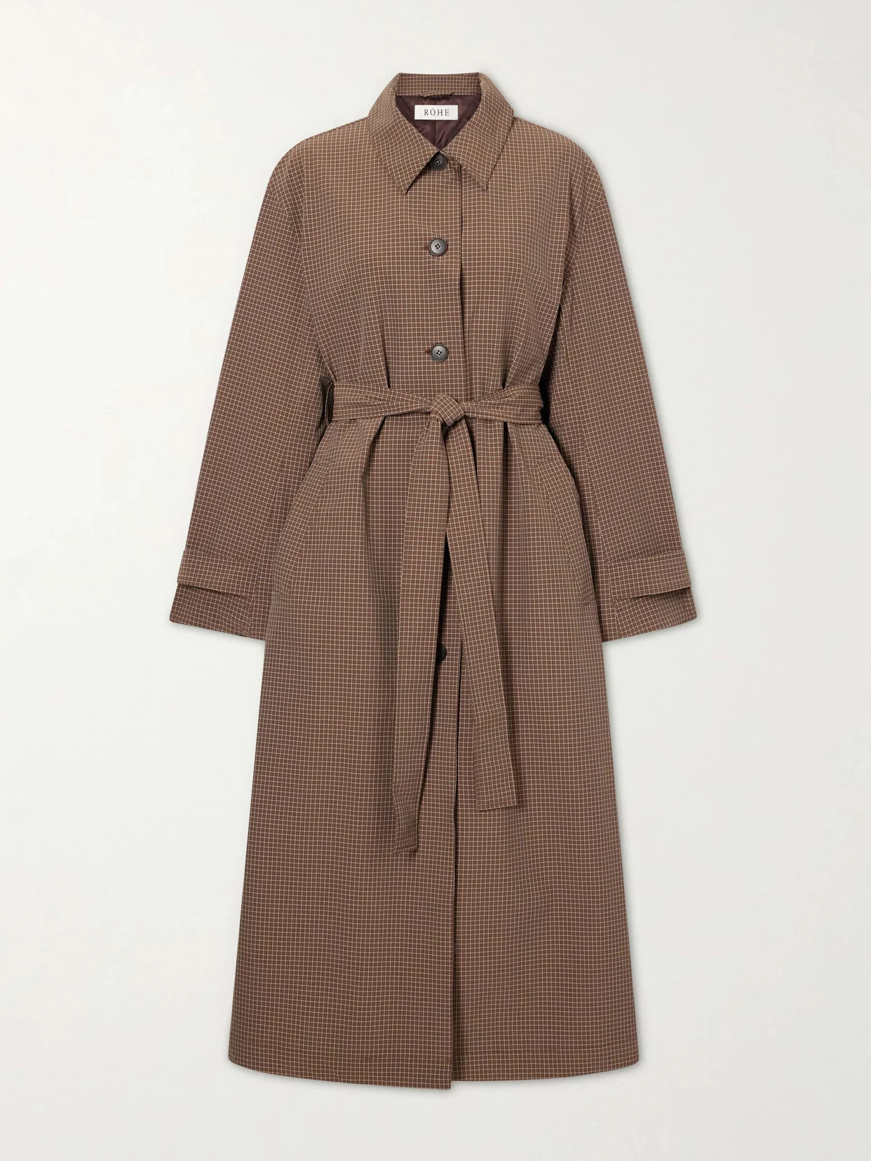 Belted Checked Taffeta Trench Coat - 1