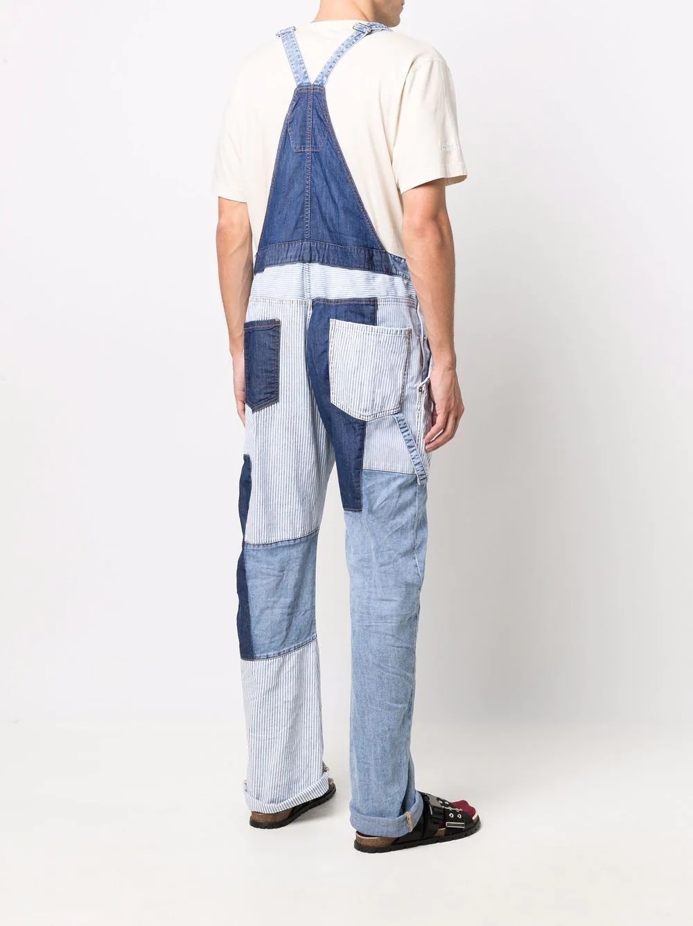 patchwork denim dungarees - 4