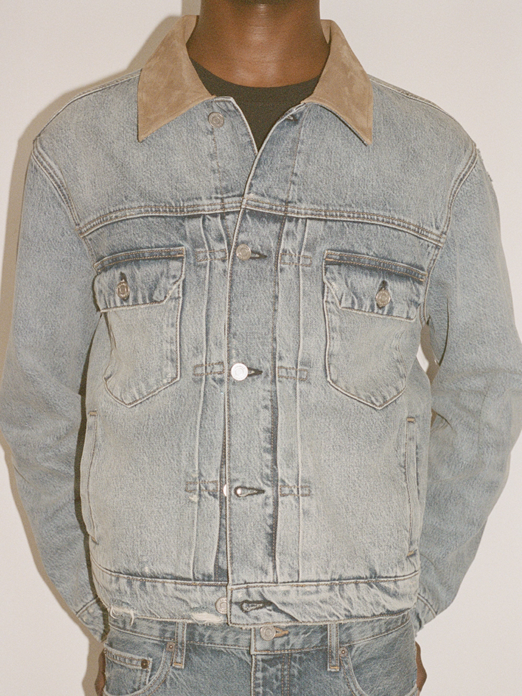 Vintage Denim Jacket in Blue Beach Rips - 2