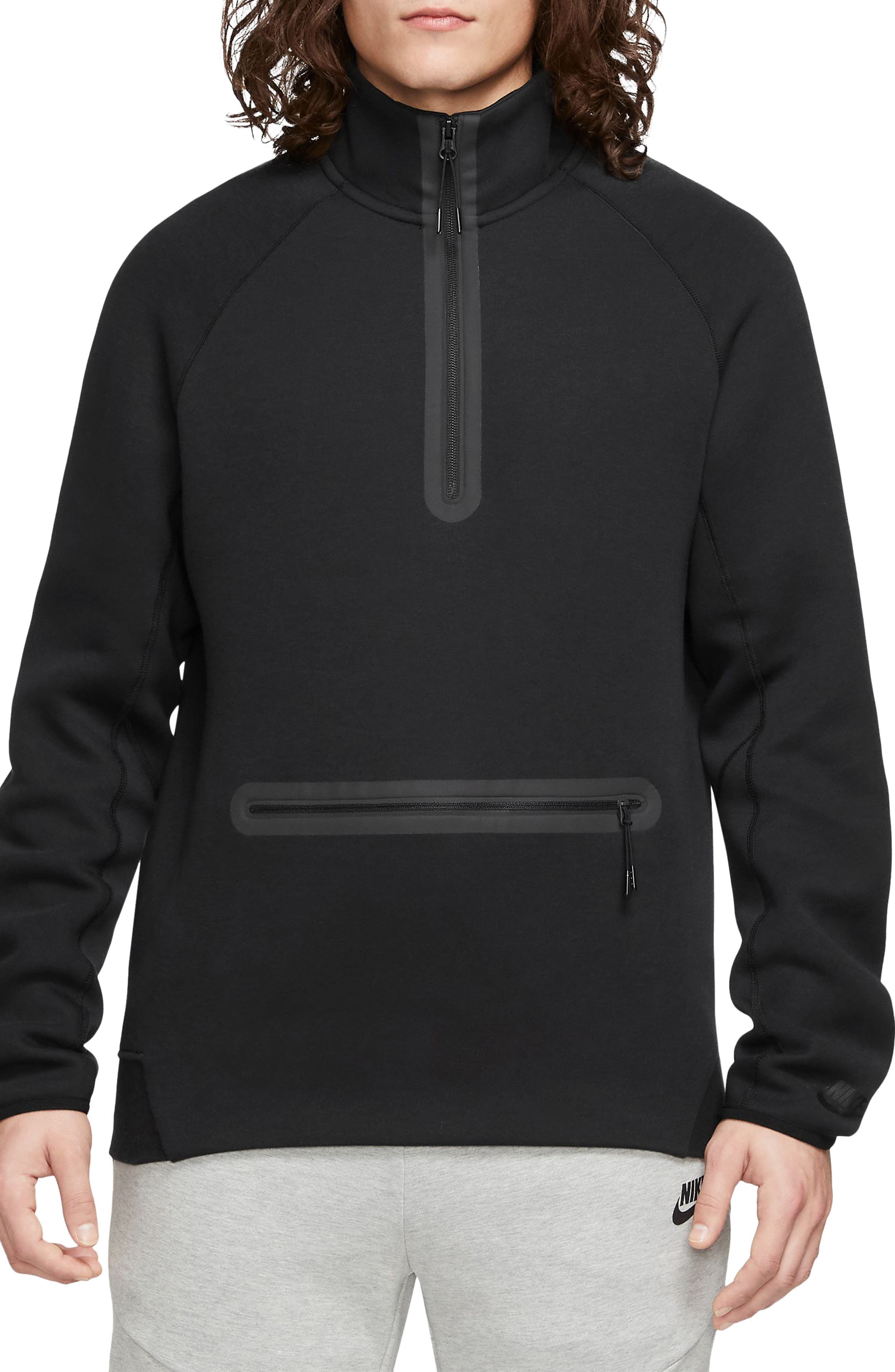 Nike Tech Fleece Half Zip Pullover in Black/Black at Nordstrom - 1