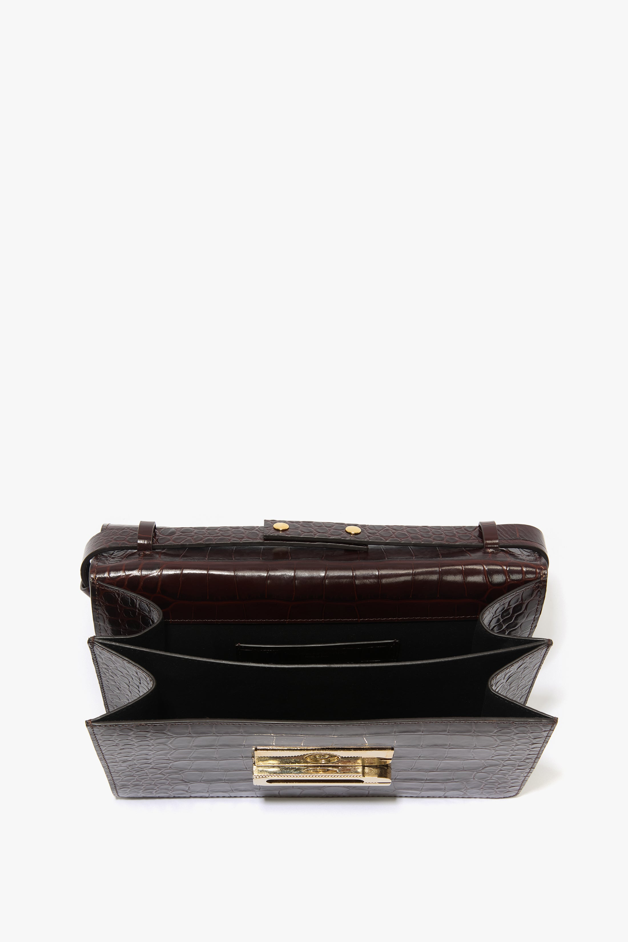 Dorian Bag In Dark Brown Croc Embossed Leather - 6