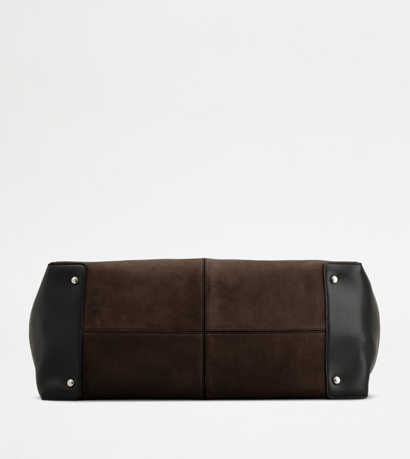 TOD'S DI BAG FOLIO IN LEATHER MAXI - BROWN, BLACK 4