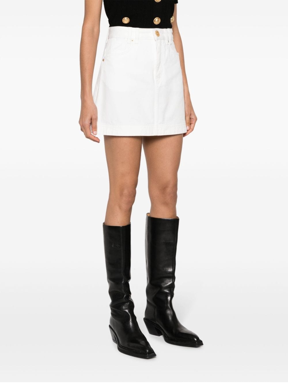 A-line denim miniskirt - 3