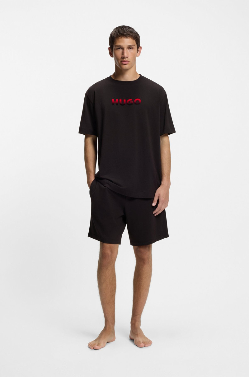 HUGO GRADIENT-WAISTBAND PYJAMA SHORTS IN A COTTON BLEND outlook