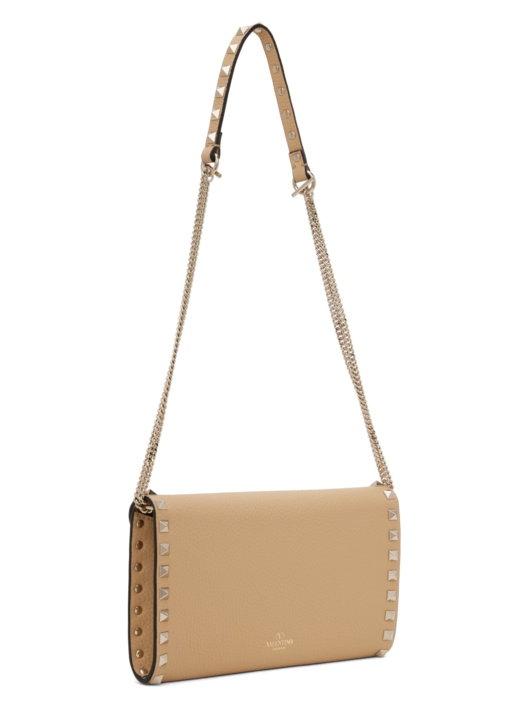 Beige Rockstud Chain Bag - 3