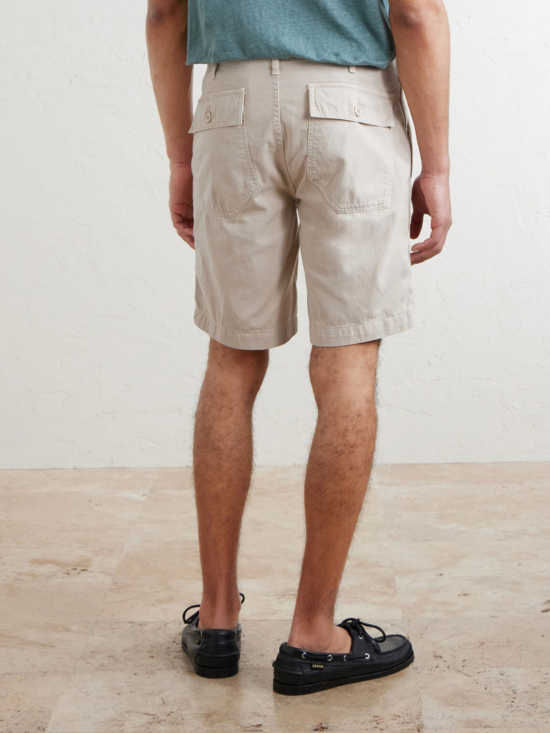 Fatigue Straight-Leg Herringbone Cotton Shorts 4