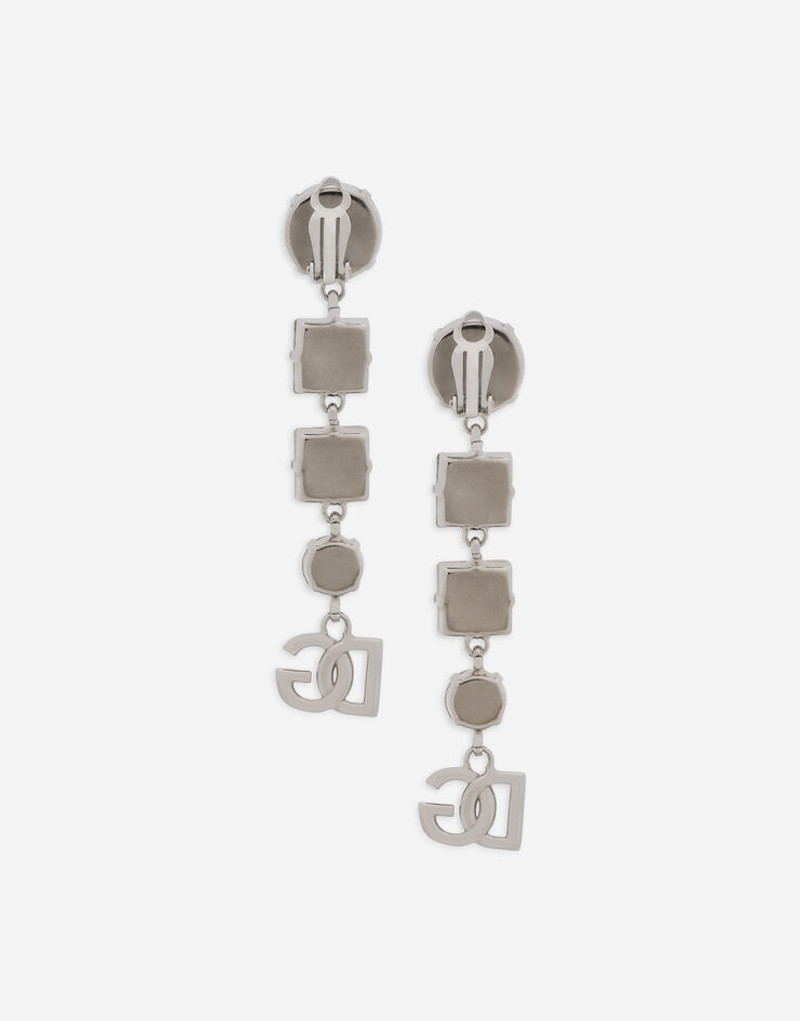 Dolce & Gabbana Drop earrings with rhinestones and DG logo outlook