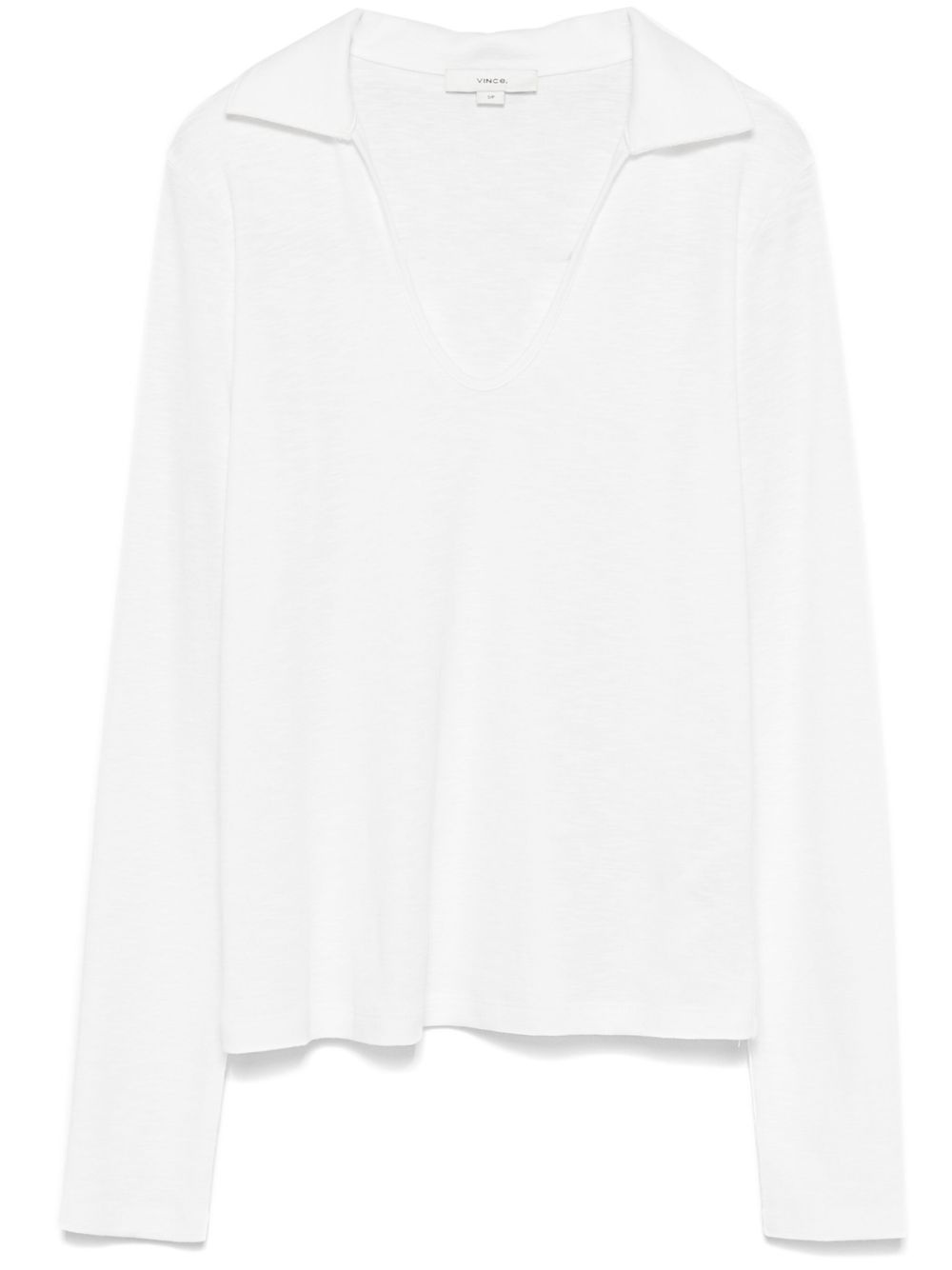 open-neck long-sleeve polo top - 1