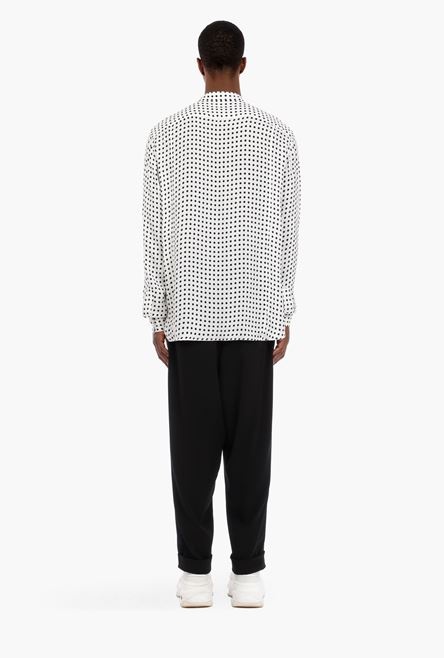 Oversized white cuprammonium rayon shirt with black polka-dots - 3