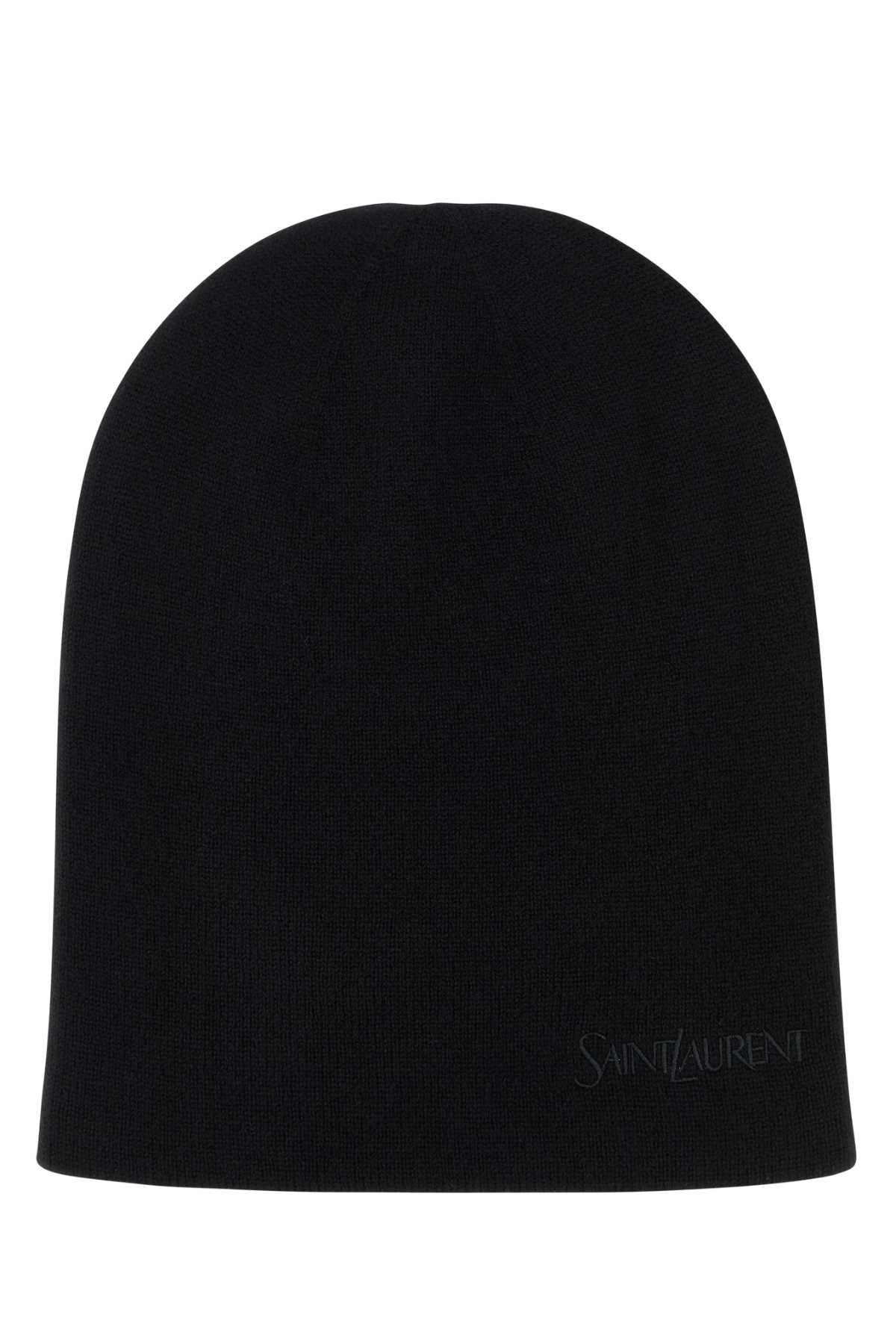 Saint Laurent Women Black Cashmere Beanie Hat - 1