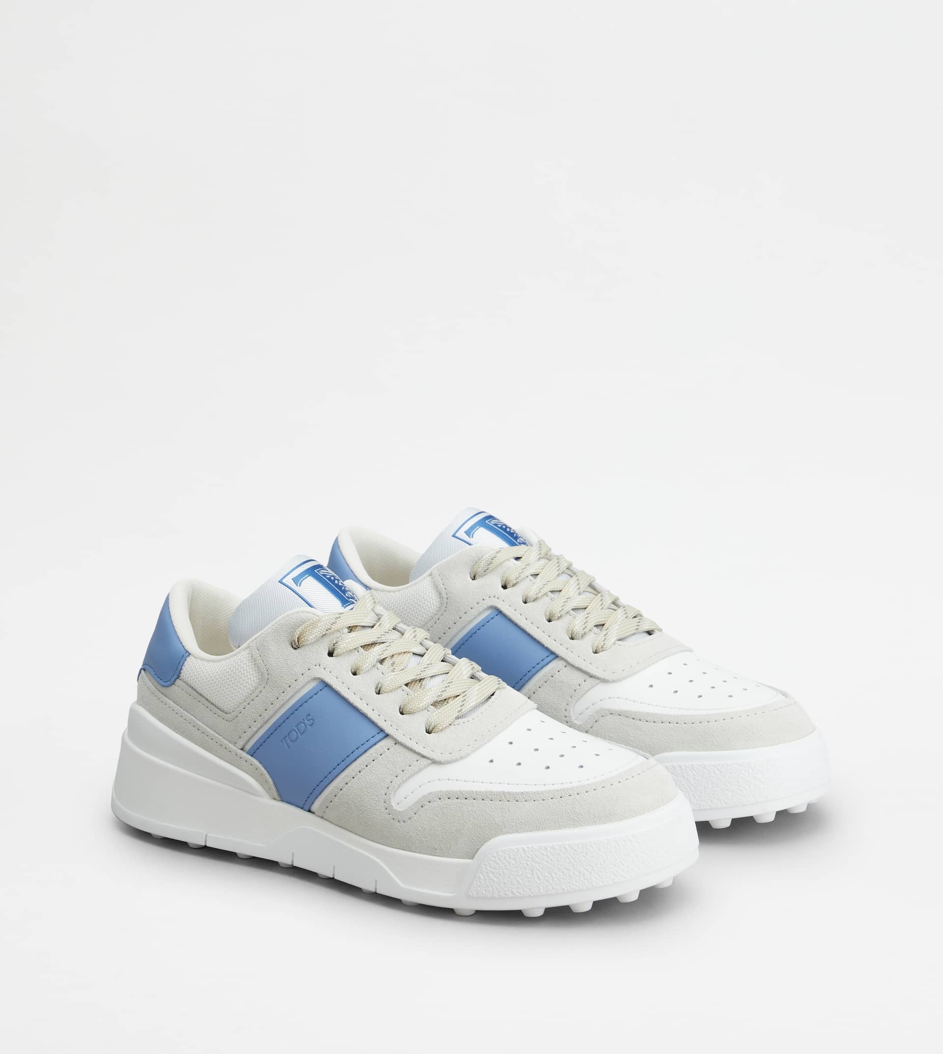 TOD'S SNEAKERS IN SUEDE AND SMOOTH LEATHER - WHITE, BLUE - 4