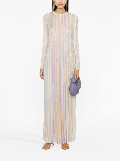 Missoni sequin-embellished striped pleated dress outlook