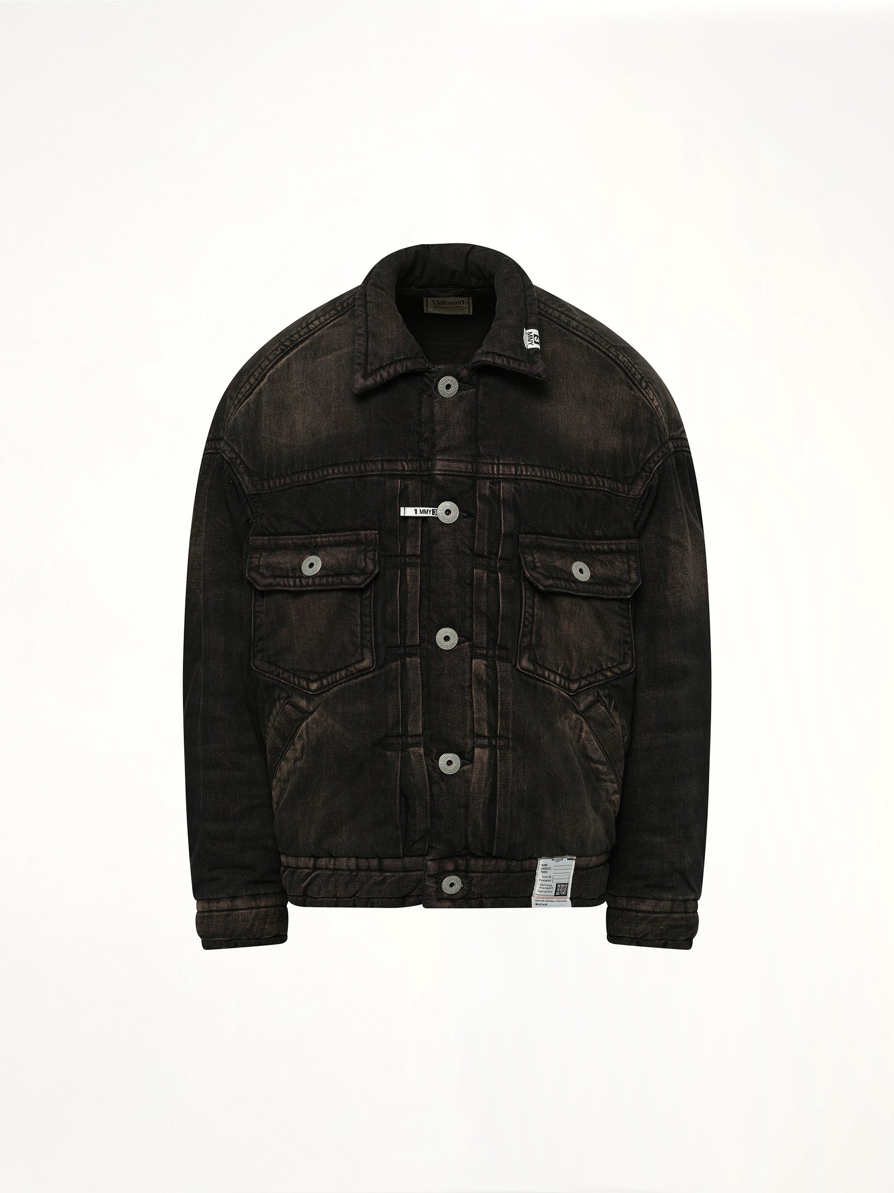 Puffer Denim Jacket in Black - 2