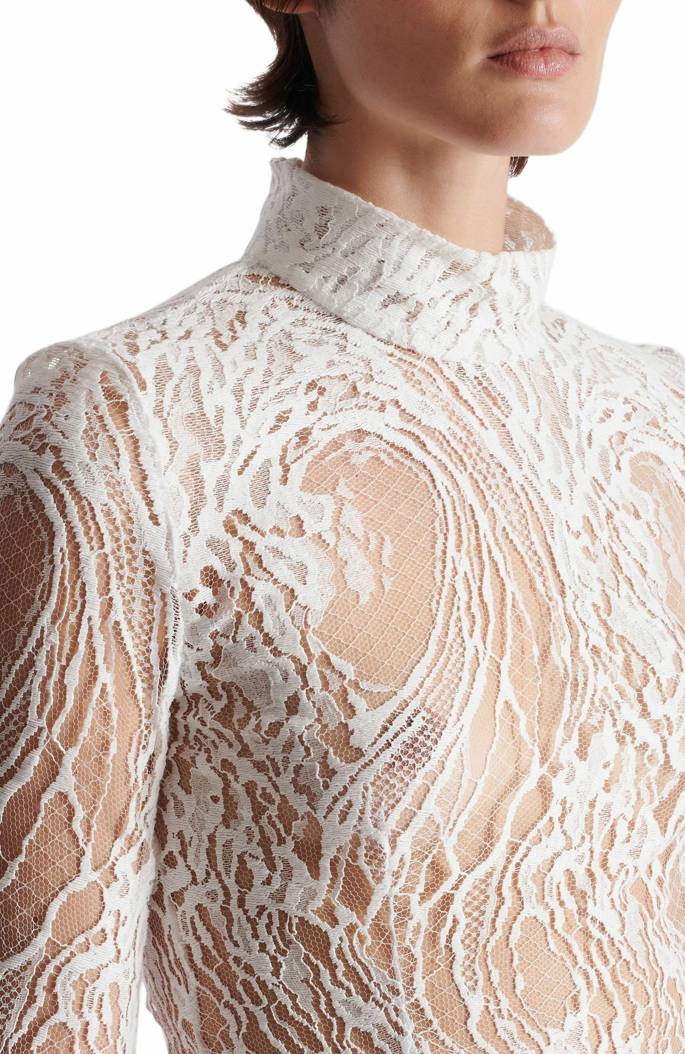 Balmain Long-sleeved lace body in White at Nordstrom - 6