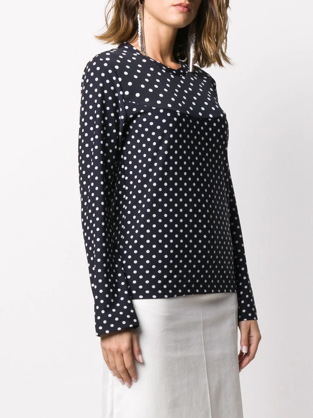 long-sleeved polka dot print blouse - 3