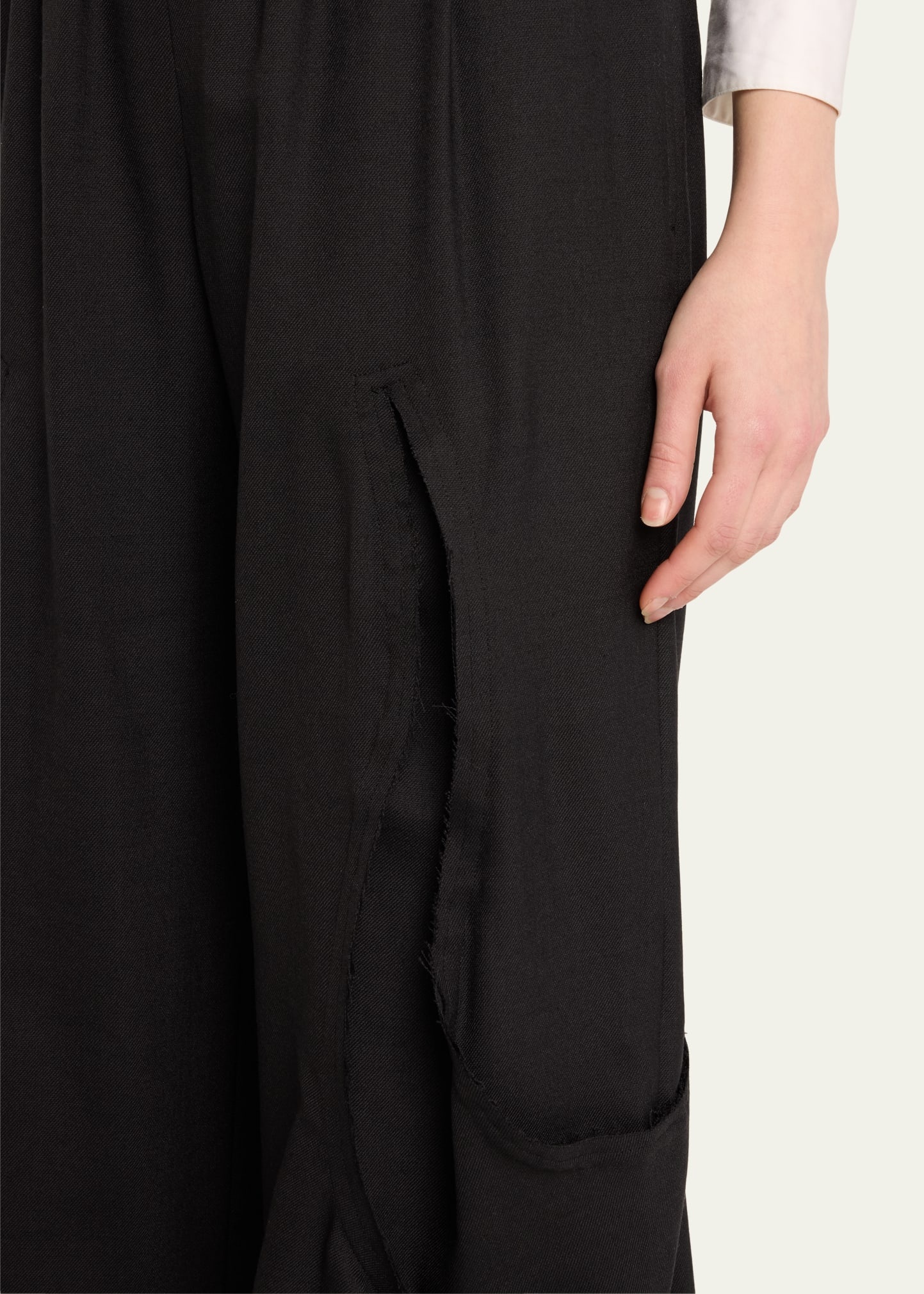 Cropped Raw-Cut Wool Pants - 5