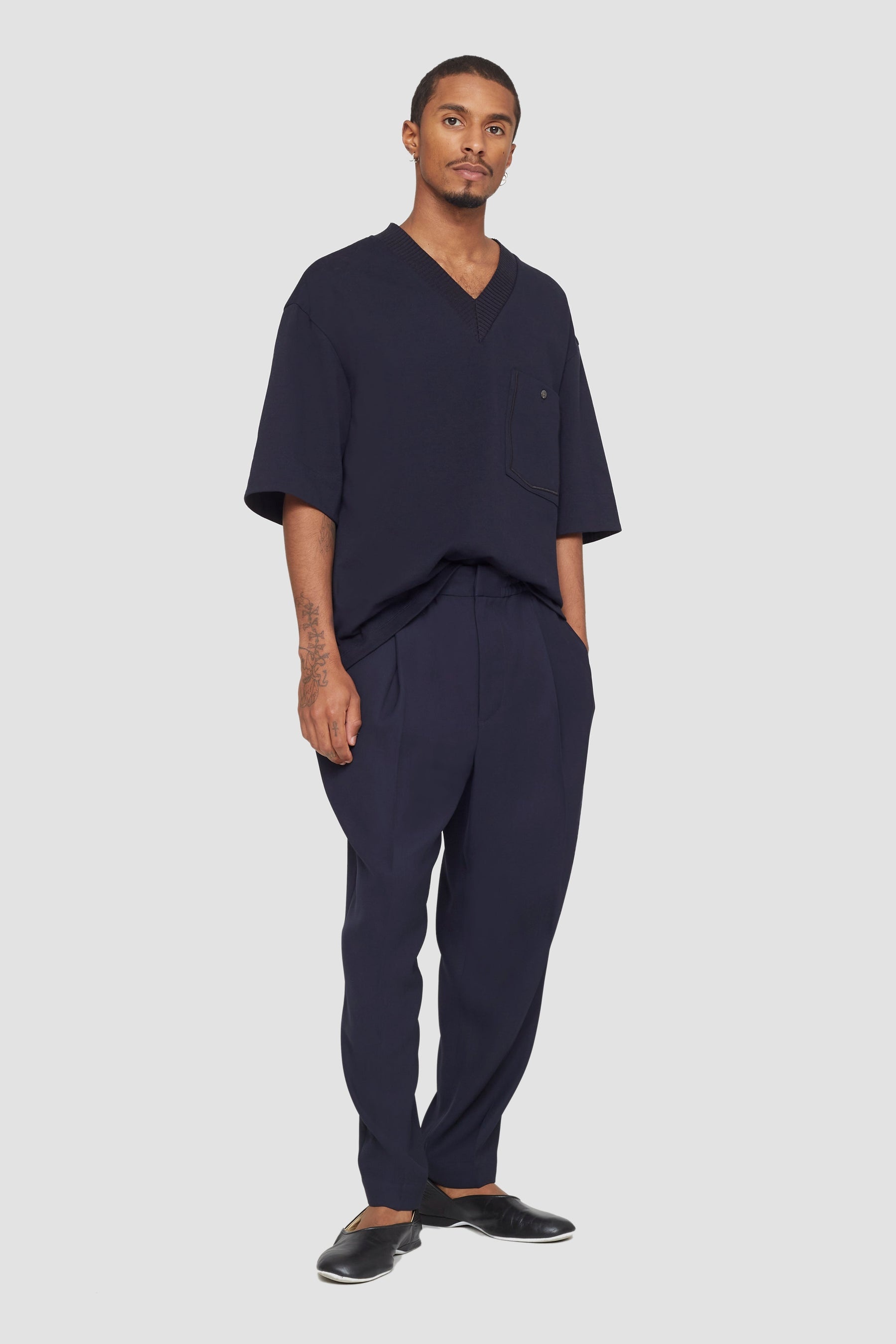 Single Pleat Tapered Trousers - 2