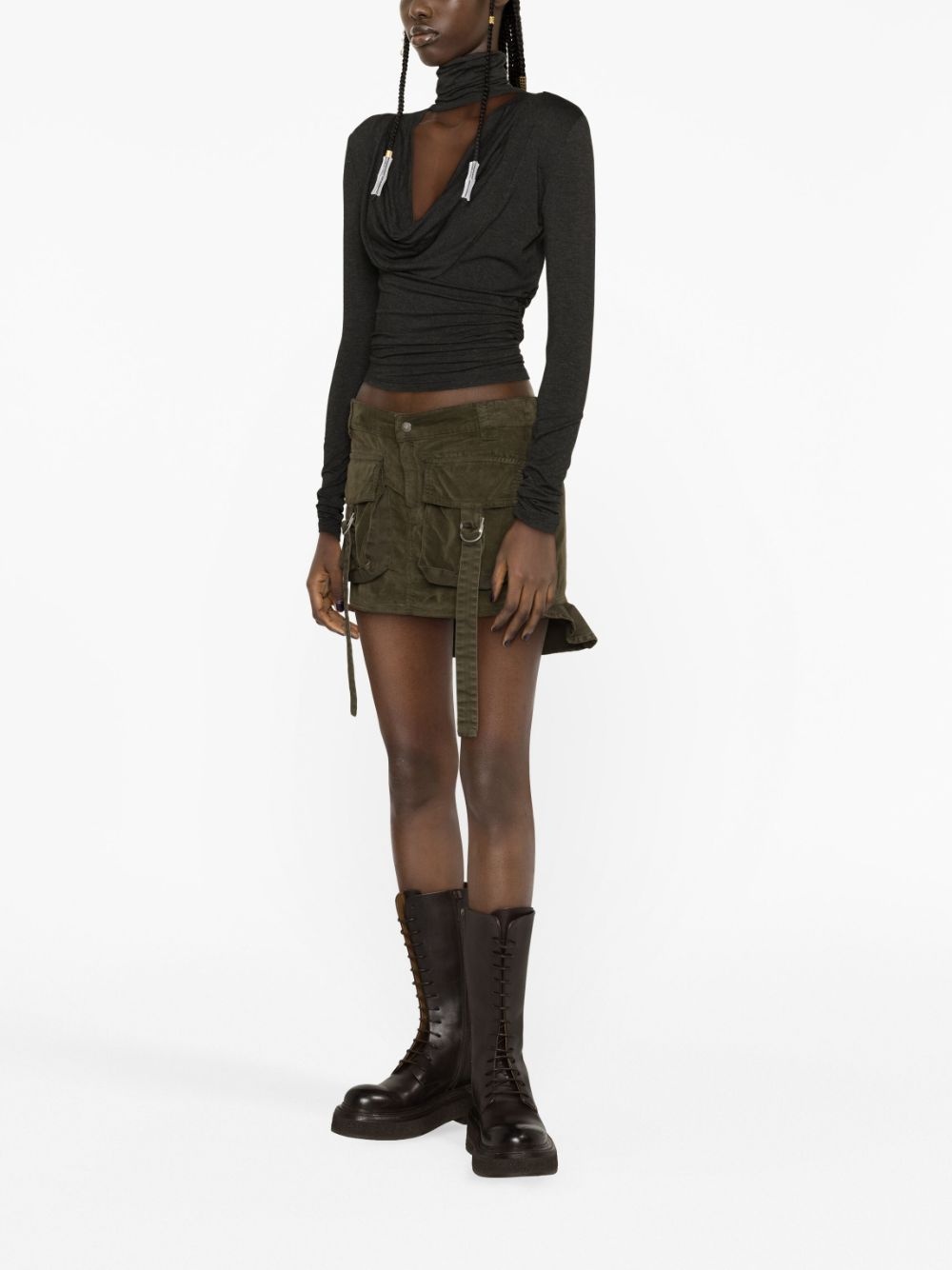 cotton-blend cargo miniskirt - 3